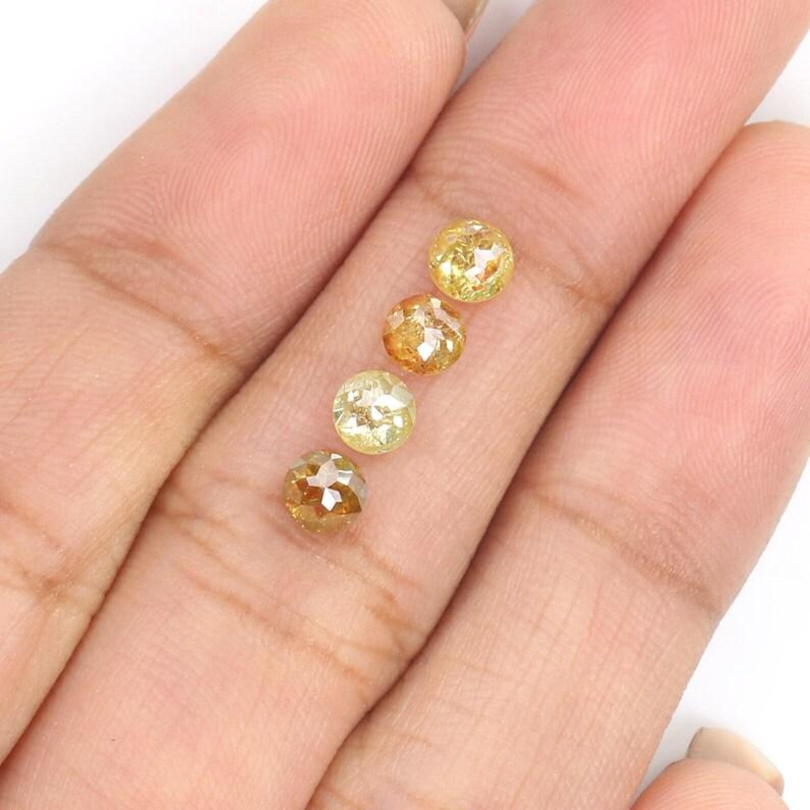 1.35 CT Natural Loose Round Shape Diamond Yellow Color Round Cut Diamond 4.10 MM Natural Diamond Brown Color Round Rose Cut Diamond NQ1923