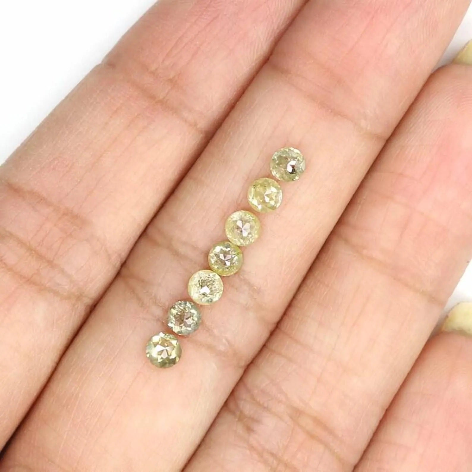 1.55 CT Natural Loose Round Shape Diamond Green Color Round Cut Diamond 3.30 MM Natural Diamond Yellow Color Round Rose Cut Diamond NQ605