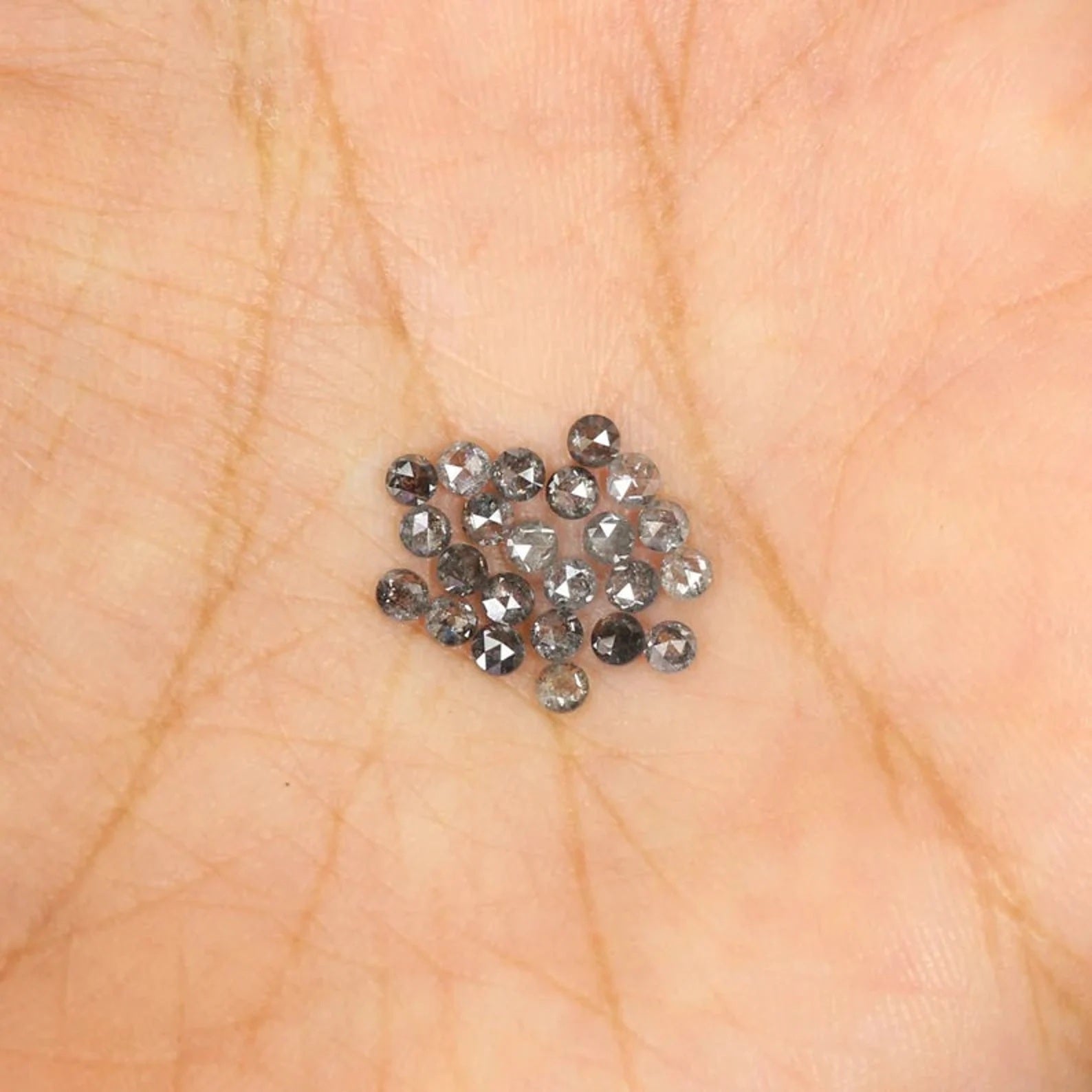 1.11 CT Natural Loose Round Shape Diamond Salt And Pepper Round Cut Diamond 2.20 MM Natural Black Grey Color Round Rose Cut Diamond NQ1836