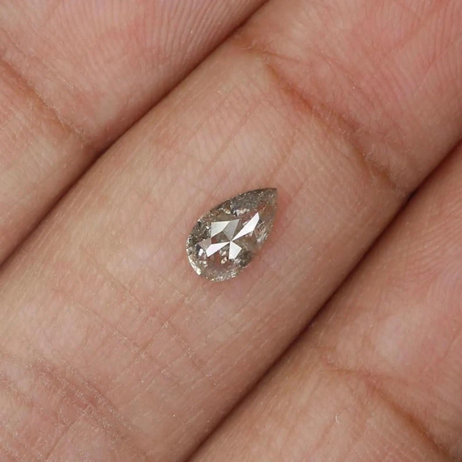 0.42 CT Natural Loose Pear Shape Diamond Grey Color Pear Cut Diamond 6.55 MM Natural Loose Grey Color Diamond Pear Rose Cut Diamond NQ913