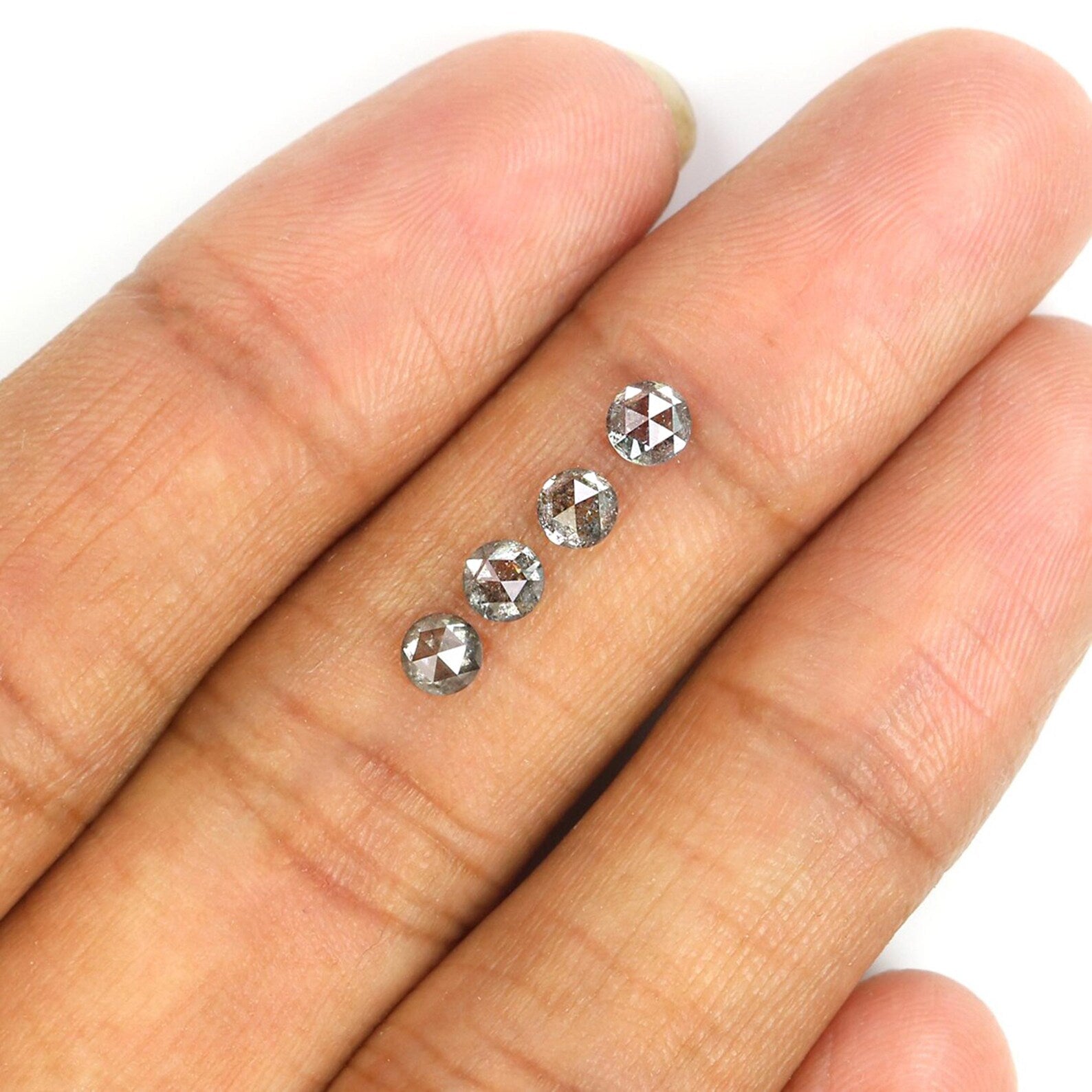 0.98 CT Natural Loose Round Rose Cut Diamond Salt And Pepper Round Diamond 3.65 MM Natural Black Grey Color Round Rose Cut Diamond NQ2317
