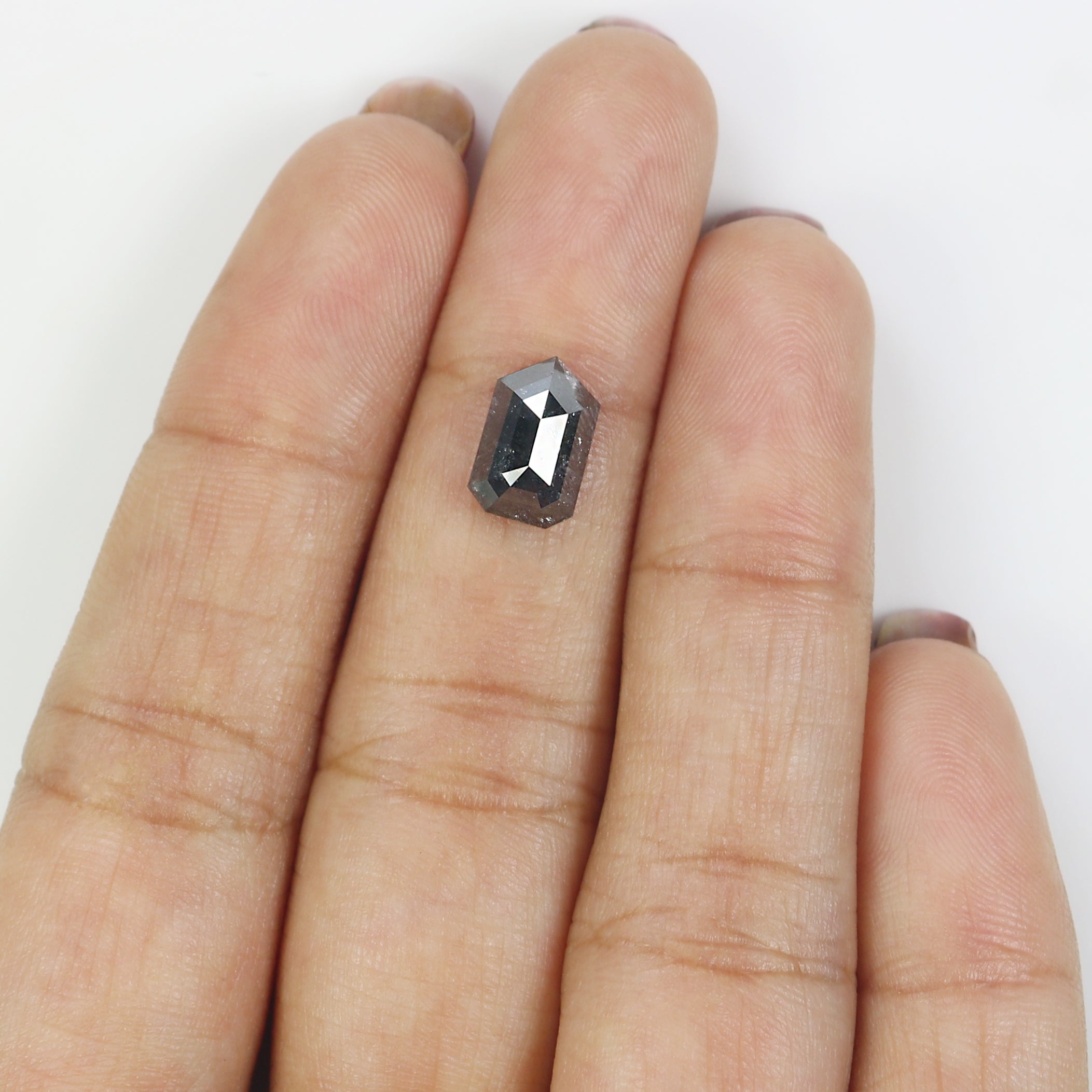 2.26 Ct Natural Loose Shield Shape Diamond Salt And Pepper Shield Diamond 9.60 MM Natural Black Grey Color Shield Rose Cut Diamond LQ8216