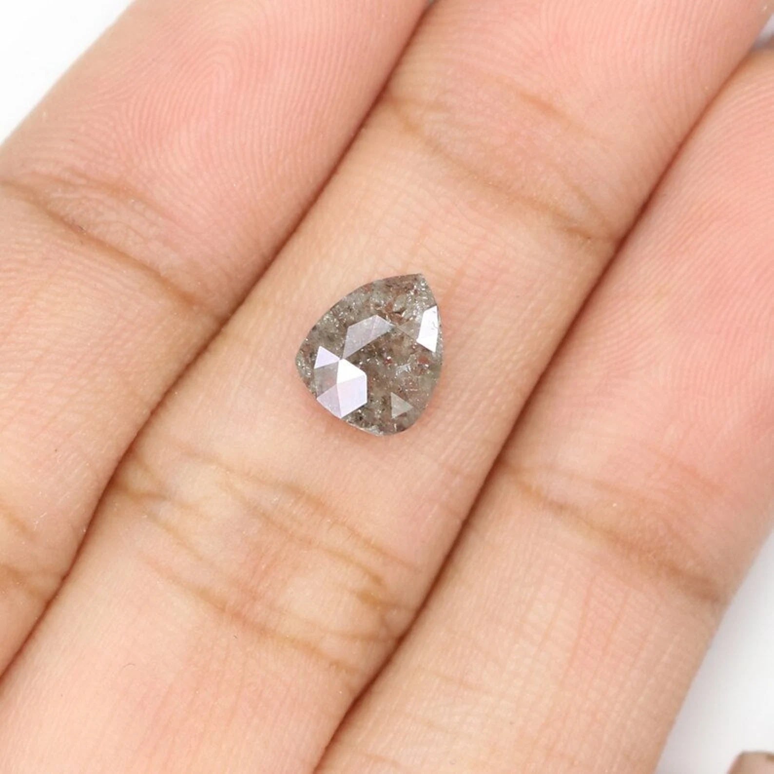1.14 CT Natural Loose Pear Shape Diamond Grey Color Pear Cut Diamond 7.30 MM Natural Loose Diamond Grey Color Pear Rose Cut Diamond NQ8435