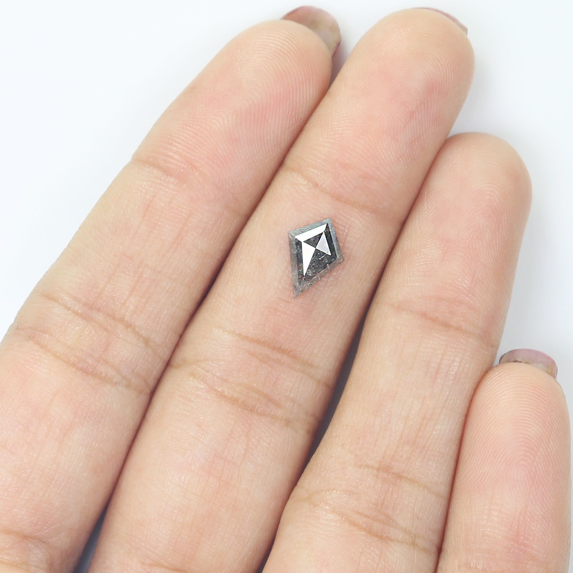 0.89 CT Natural Loose Kite Shape Diamond Salt And Pepper Kite Cut Diamond 9.10 MM Natural Loose Black Grey Color Kite Rose Cut Diamond L3434