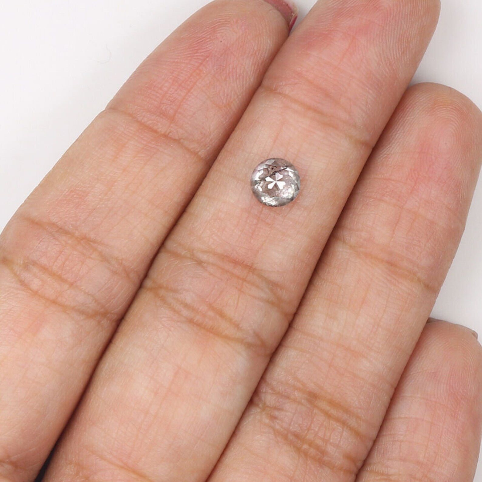 0.82 Ct Natural Loose Round Rose Cut Diamond Salt And Pepper Diamond 5.30 MM Natural Black Gray Color Round Rose Cut Diamond QN9705