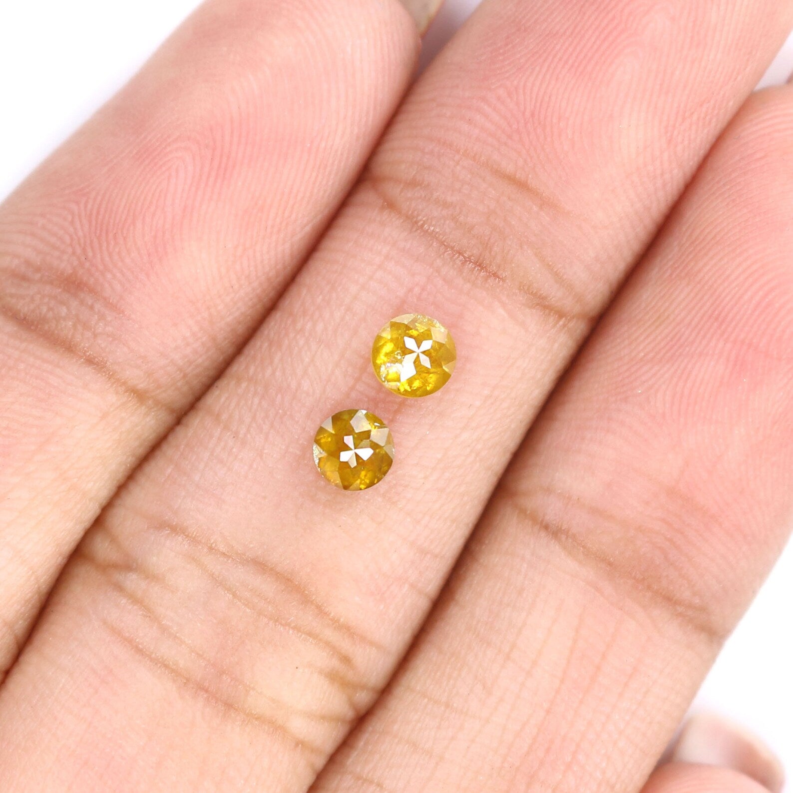 Natural Loose Rose Cut Coffee Yellow Color Diamond 0.48 CT 3.60 MM Round Rose Cut Shape Diamond N6520