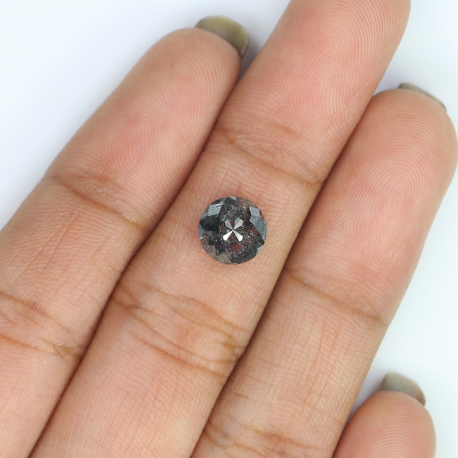1.49 Ct Natural Loose Round Rose Cut Diamond Black Color Rose Cut Diamond 7.10 MM Natural Loose Salt And Pepper Rose Cut Diamond LQ9961