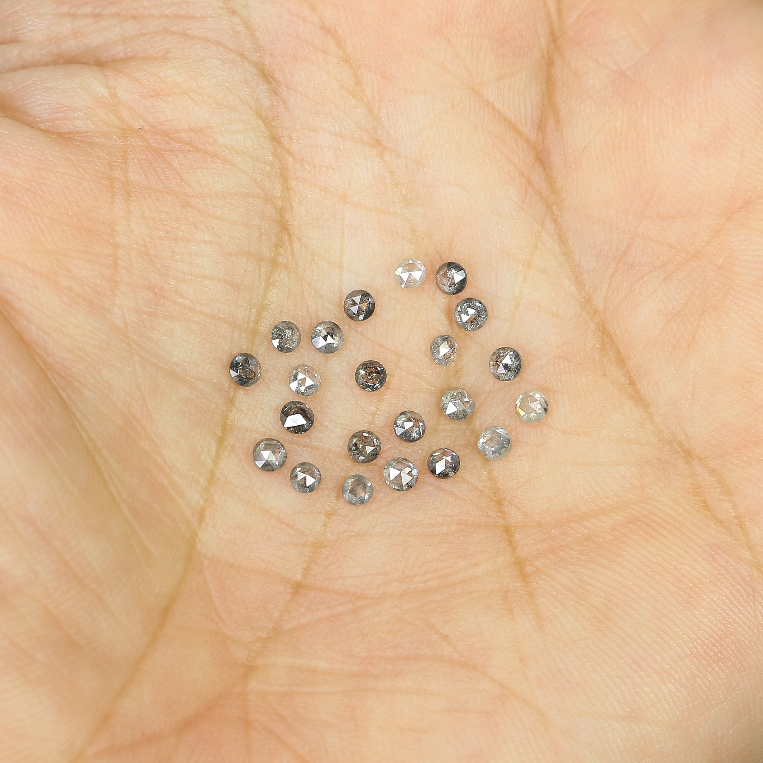 1.34 Ct Natural Loose Round Rose Cut Diamond Salt And Pepper Round Shape Diamond 2.10 MM Natural Black Grey Round Rose Cut Diamond LQ2771