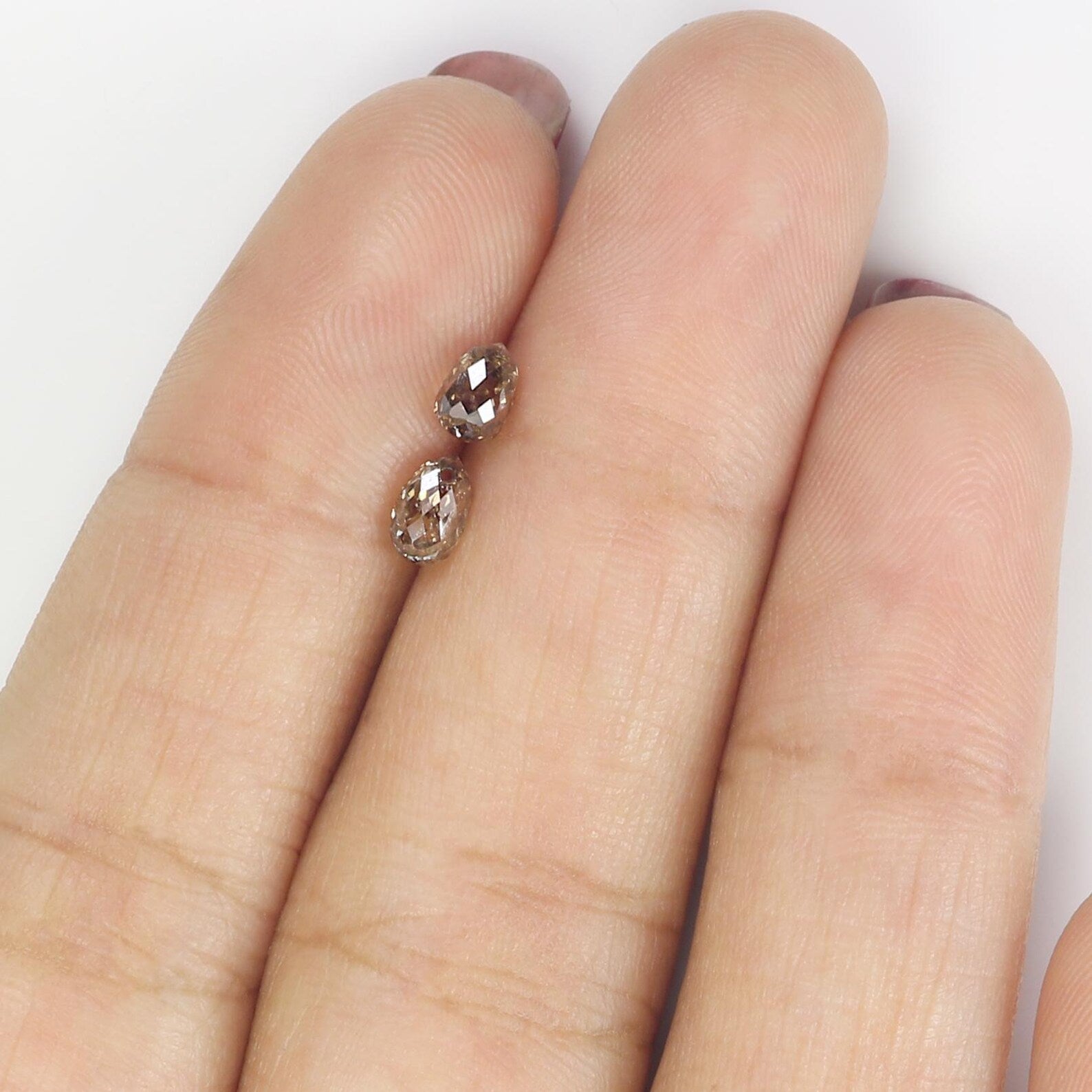0.88 CT Natural Loose Drop Shape Pair Diamond Brown Color Briolette Diamond 4.65 MM Natural Brown Color Diamond Drop Rose Cut Diamond NQ721
