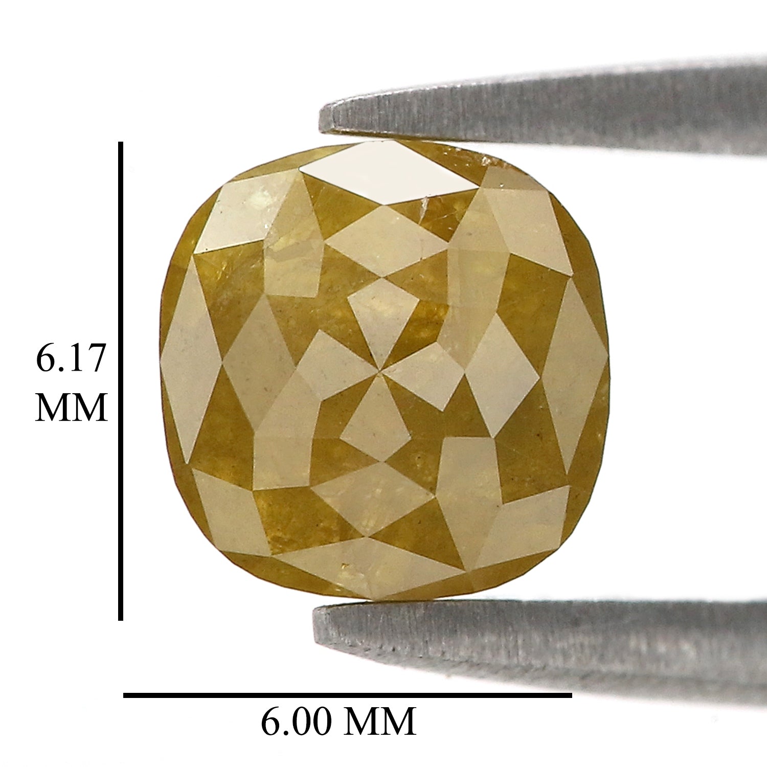 Natural Cushion Yellow Diamond 1.32 CT Loose Rose Cut Yellow Stone 6.15 MM Rustic Diamond Cushion Diamond For Custom Engagement Ring L3657