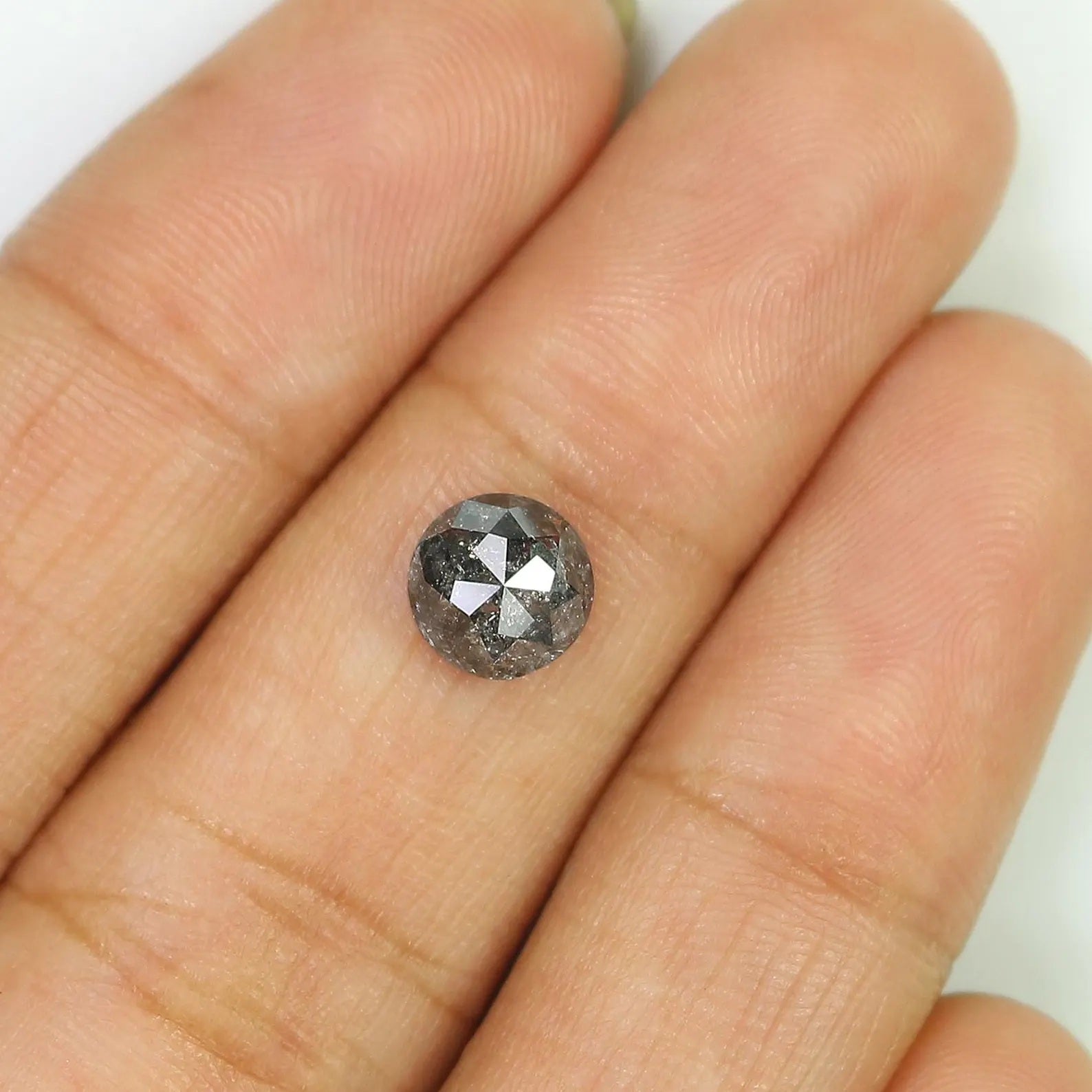 1.41 CT Natural Loose Round Shape Diamond Salt And Pepper Round Cut Diamond 6.60 MM Natural Black Grey Color Round Rose Cut Diamond NQ1222