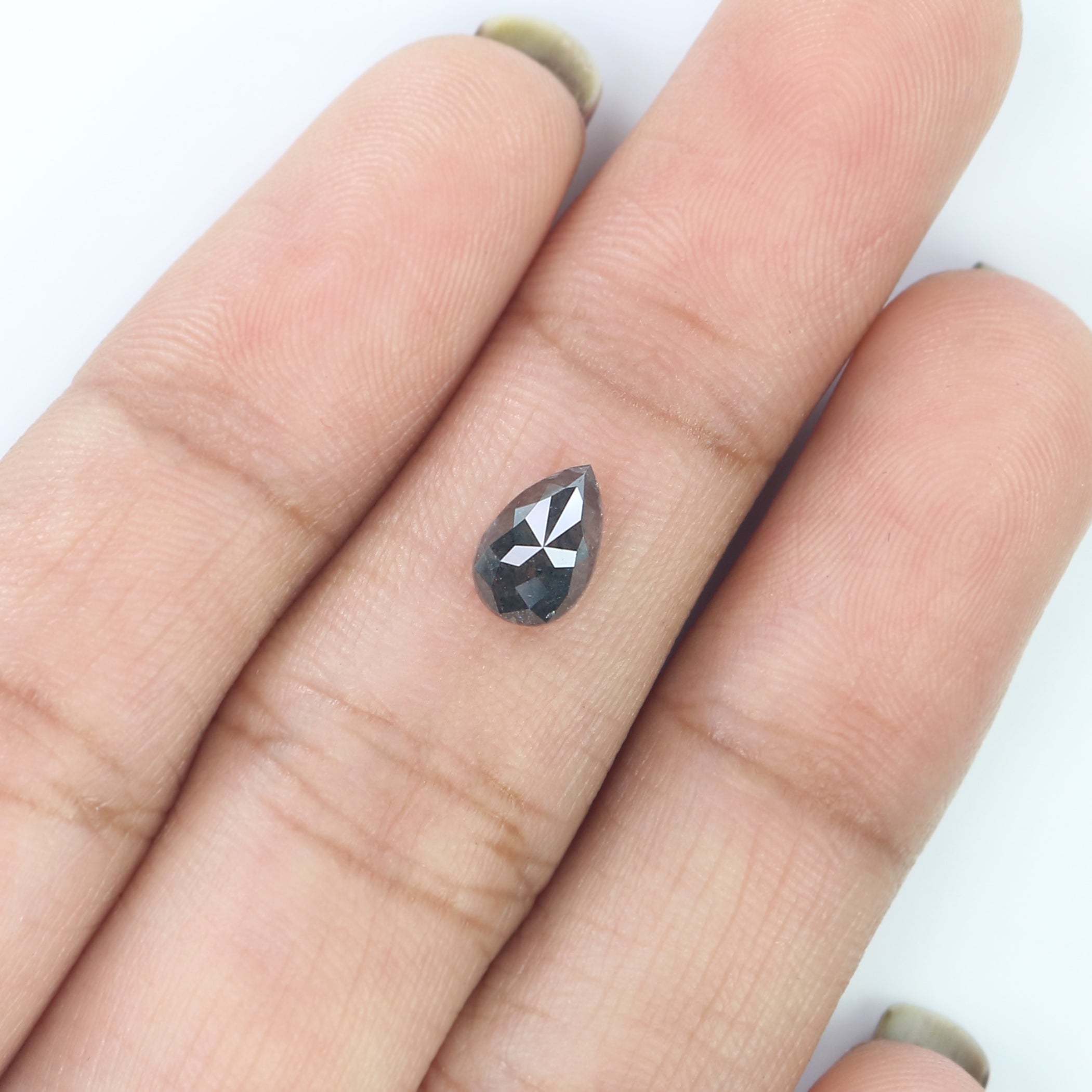 0.82 CT Natural Loose Pear Shape Diamond Salt And Pepper Pear Rose Cut Diamond 7.30 MM Black Grey Color Pear Shape Rose Cut Diamond QL9907