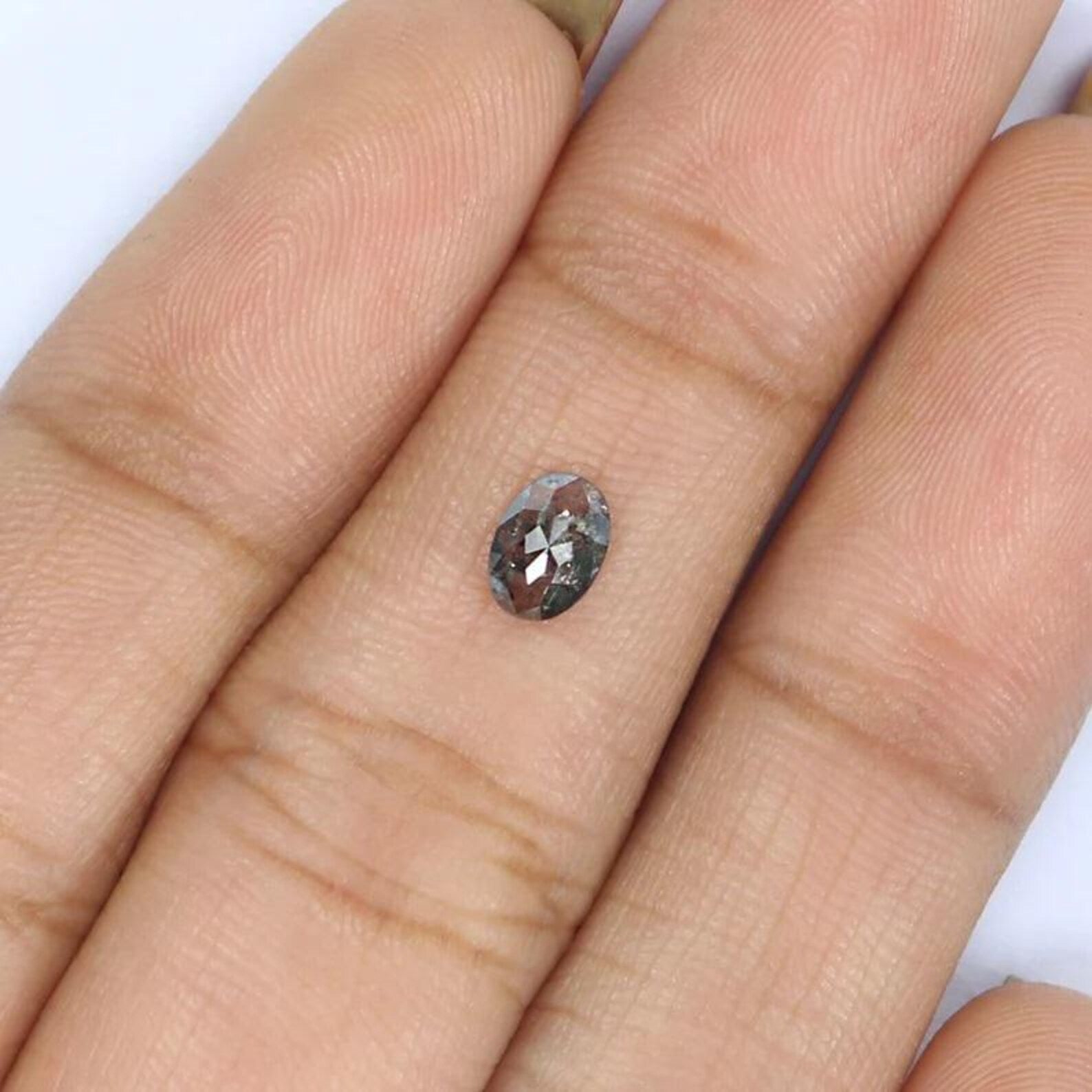 0.35 CT Natural Loose Oval Shape Diamond Salt And Pepper Oval Diamond 5.40 MM Natural Loose Black Grey Color Oval Rose Cut Diamond NQ2151