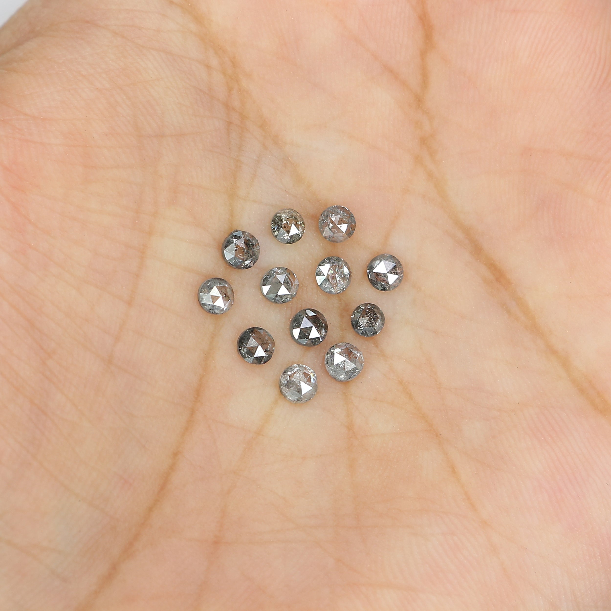 1.18 Ct Natural Loose Round Rose Cut Diamond Salt And Pepper Round Diamond 2.60 MM Natural Black Grey Color Round Rose Cut Diamond KQ2702
