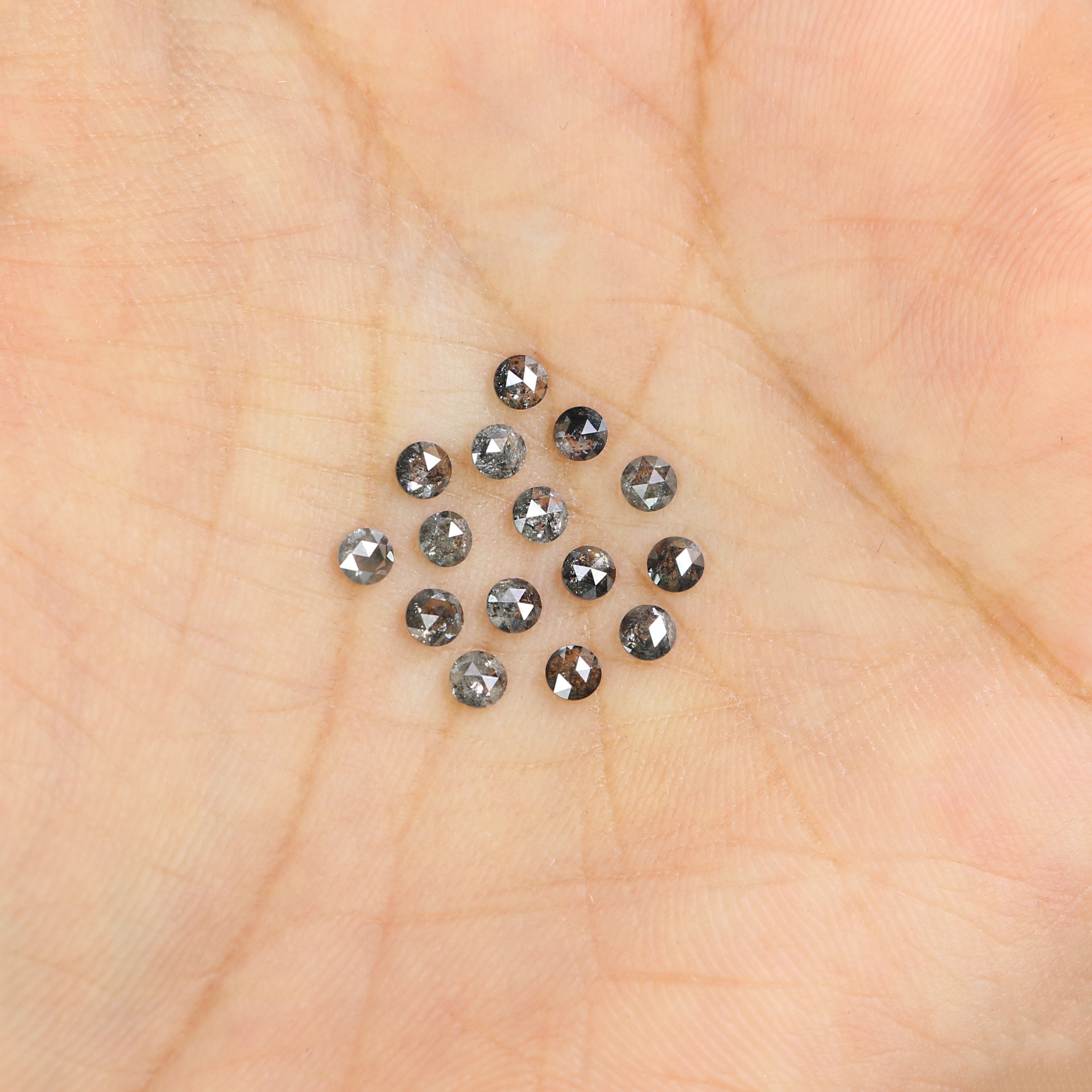 1.03 Ct Natural Loose Round Cut Diamond Salt And Pepper Diamond 2.45 MM Natural Loose Diamond Black Grey Color Round Rose Cut Diamond KQ2669