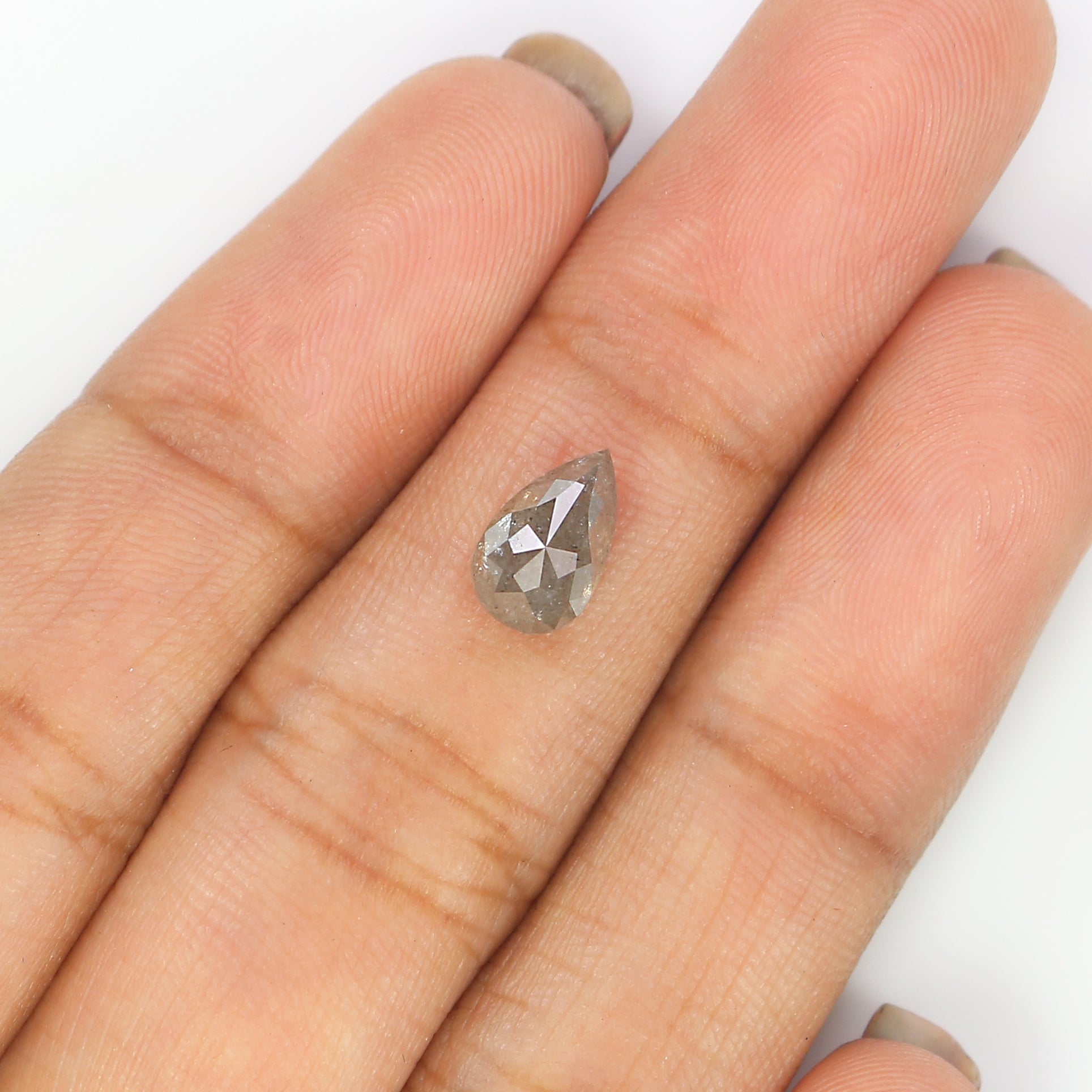 1.30 CT Natural Loose Pear Shape Diamond Grey Color Pear Cut Diamond 8.45 MM Natural Loose Grey Color Diamond Pear Rose Cut Diamond KQ2706