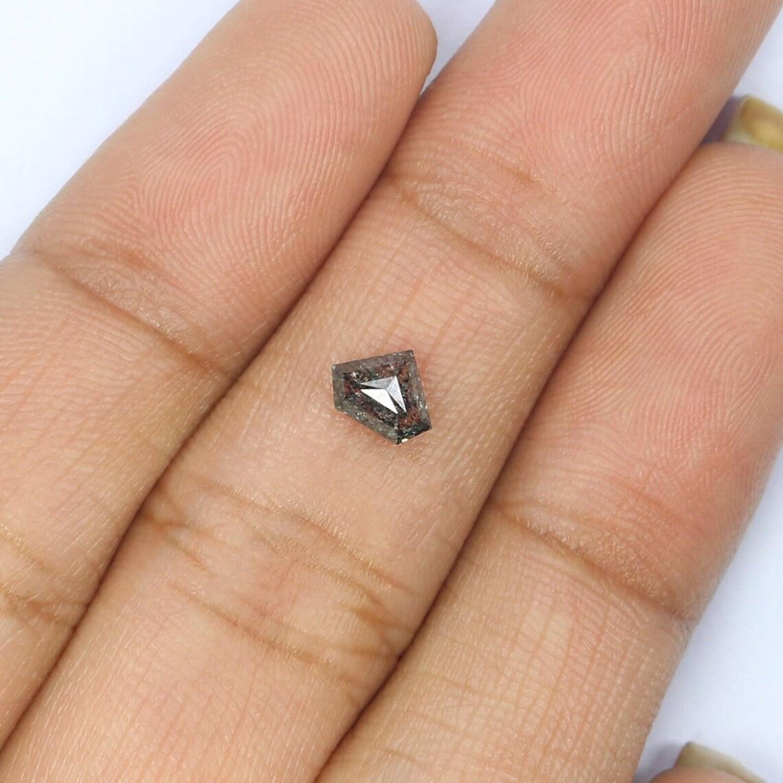 0.38 CT Natural Loose Shield Shape Diamond Salt And Pepper Shield Diamond 4.45 MM Natural Black Grey Color Shield Rose Cut Diamond NQ2174