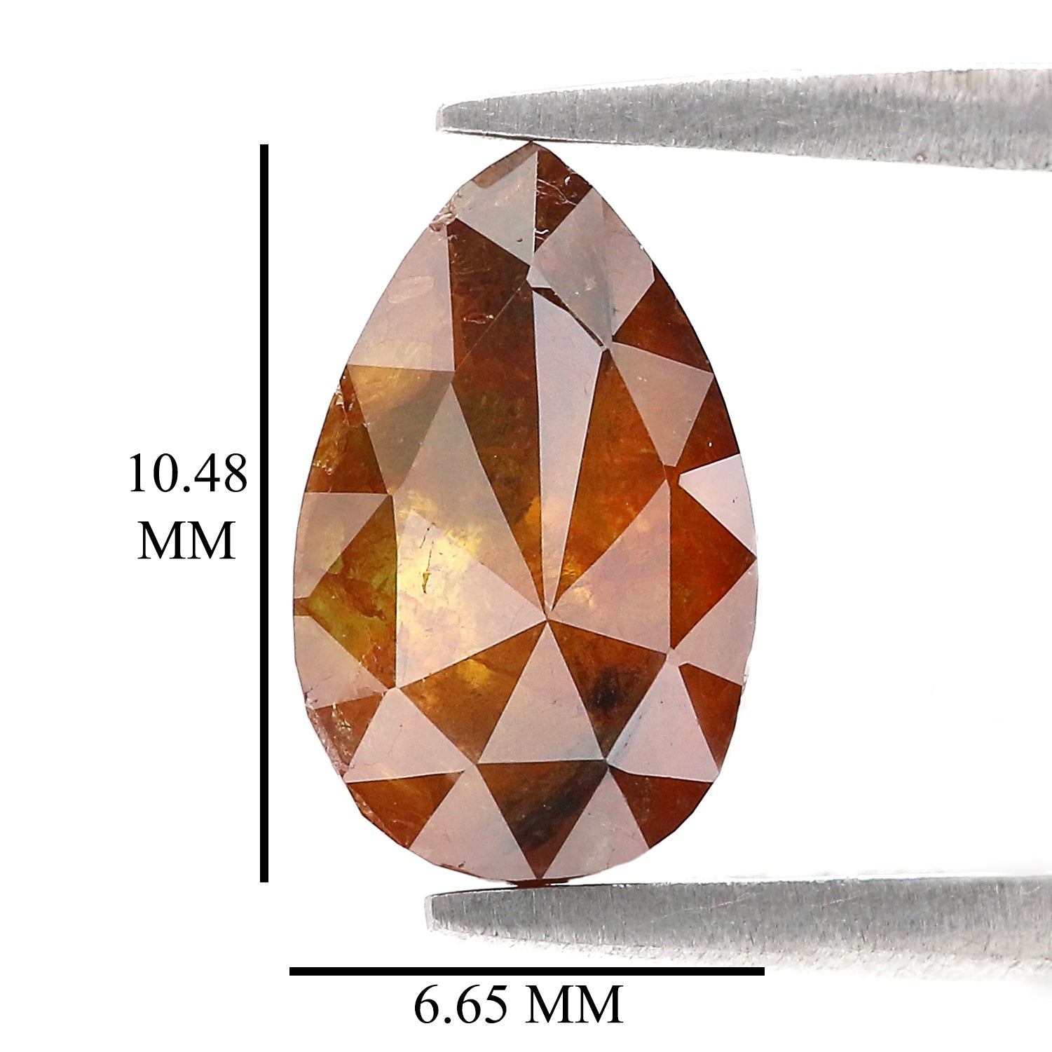 Natural Pear Brown Diamond 2.52 CT Loose Rose Cut Brown Stone 10.45 MM Rustic Diamond Pear Diamond For Custom Engagement Ring L3648