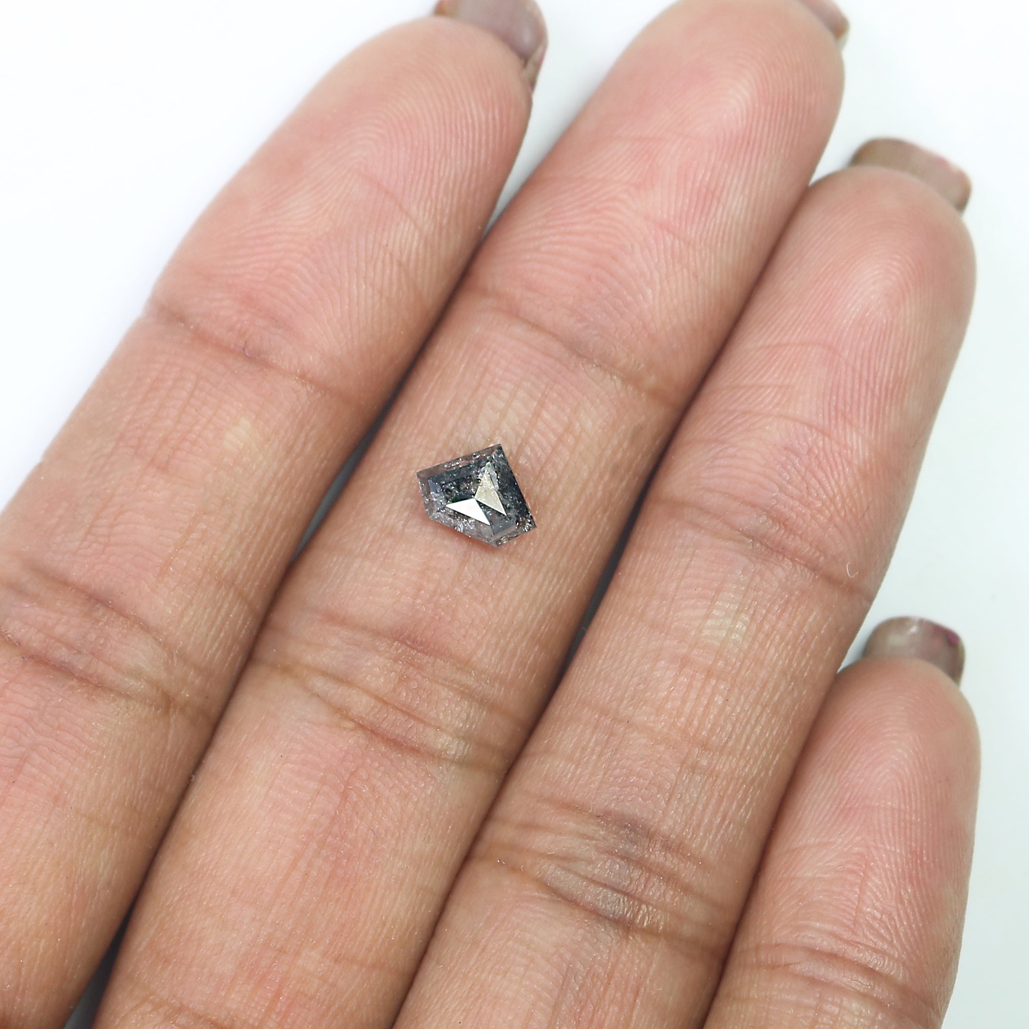 0.78 Ct Natural Loose Shield Shape Diamond Salt And Pepper Shield Diamond 5.40 MM Natural Black Gray Diamond Shield Rose Cut Diamond QK2266