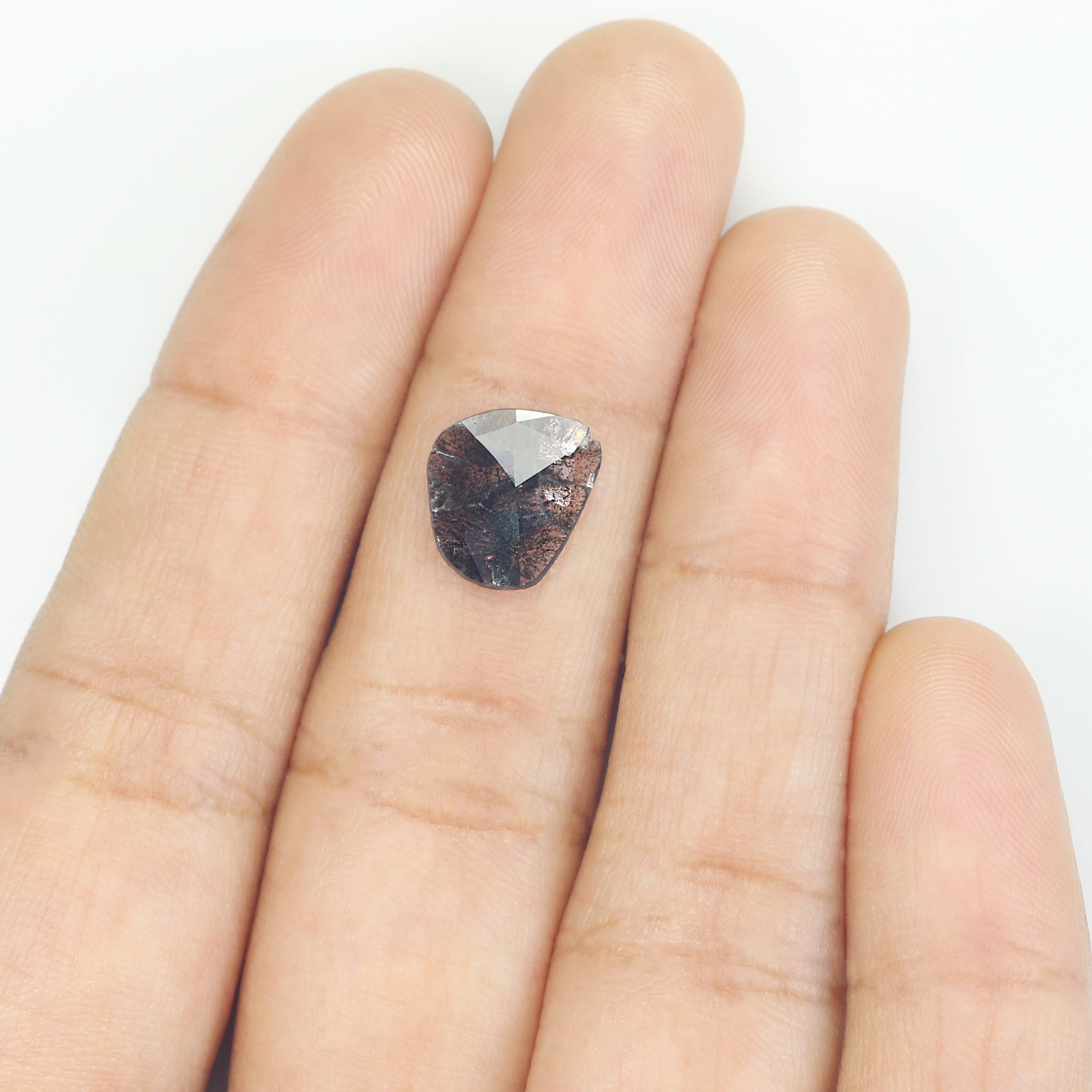 0.90 CT Natural Loose Slice Shape Diamond Salt And Pepper Slice Uncut Diamond 10.20 MM Natural Black Grey Slice Irregular Cut Diamond L3478