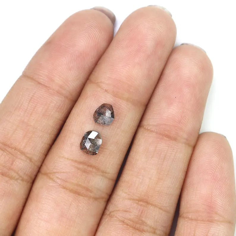 0.75 CT Natural Loose Slice Cut Diamond Salt And Pepper Irregular Cut Diamond 5.05 MM Black Grey Color Slice Shape Rose Cut Diamond NQ1631