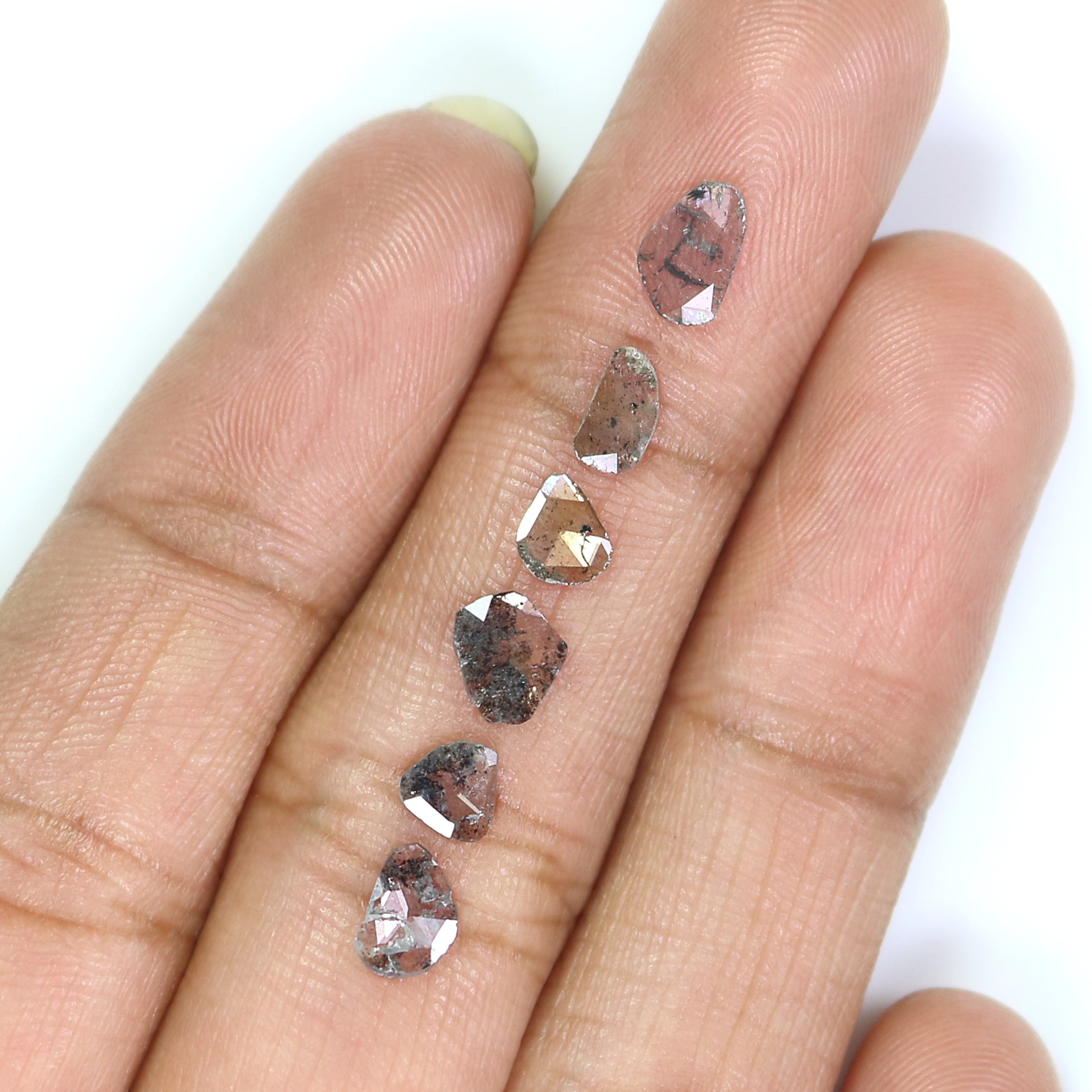 1.13 CT Natural Loose Slice Shape Diamond Salt And Pepper Slice Uncut Diamond 6.30 MM Natural Black Grey Diamond Irregular Cut Diamond L3512