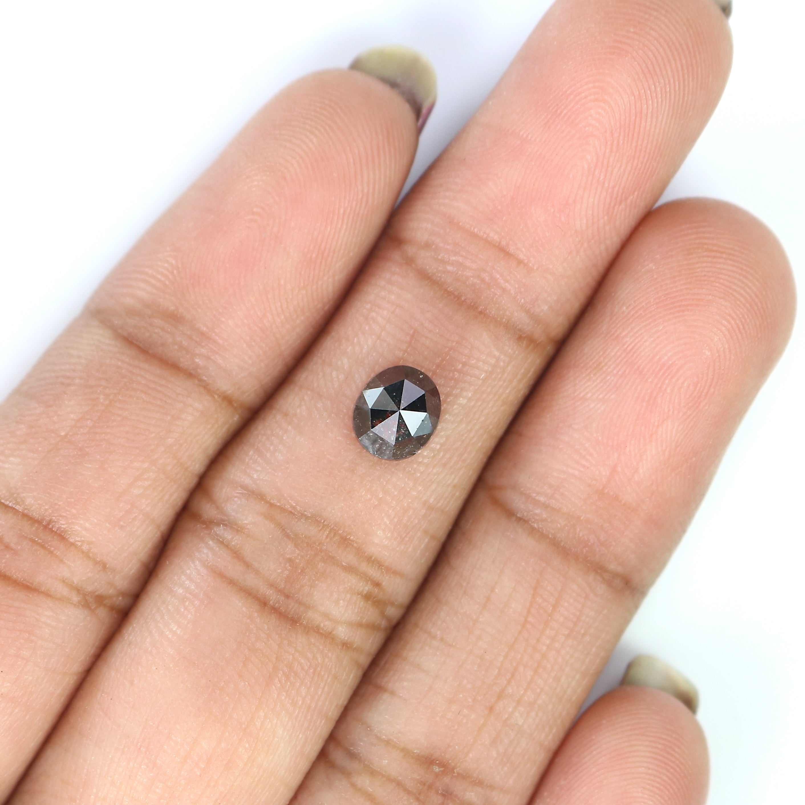 0.92 Natural Loose Oval Shape Diamond Salt And Pepper Oval Diamond 5.95 MM Natural Diamond Black Grey Color Oval Rose Cut Diamond QL3080
