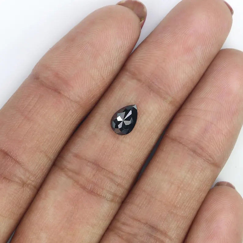 0.61 CT Natural Loose Pear Shape Diamond Black Color Pear Cut Diamond 7.00 MM Natural Loose Diamond Black Pear Rose Cut Diamond NQ2552