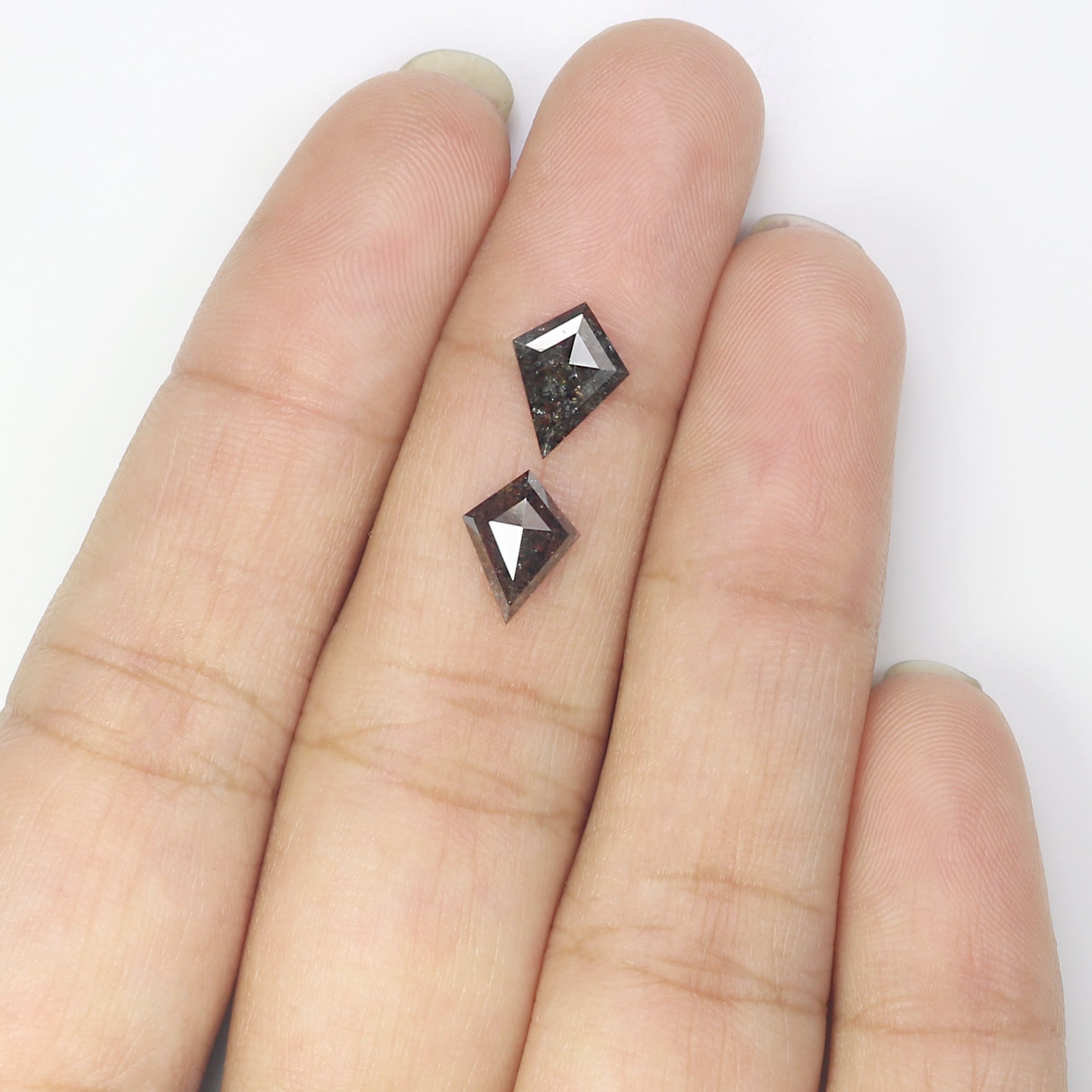 1.44 CT Natural Loose Kite Cut Pair Diamond Salt And Pepper Kite Diamond 9.00 MM Natural Loose Black Brown Color Kite Rose Cut Diamond L3448
