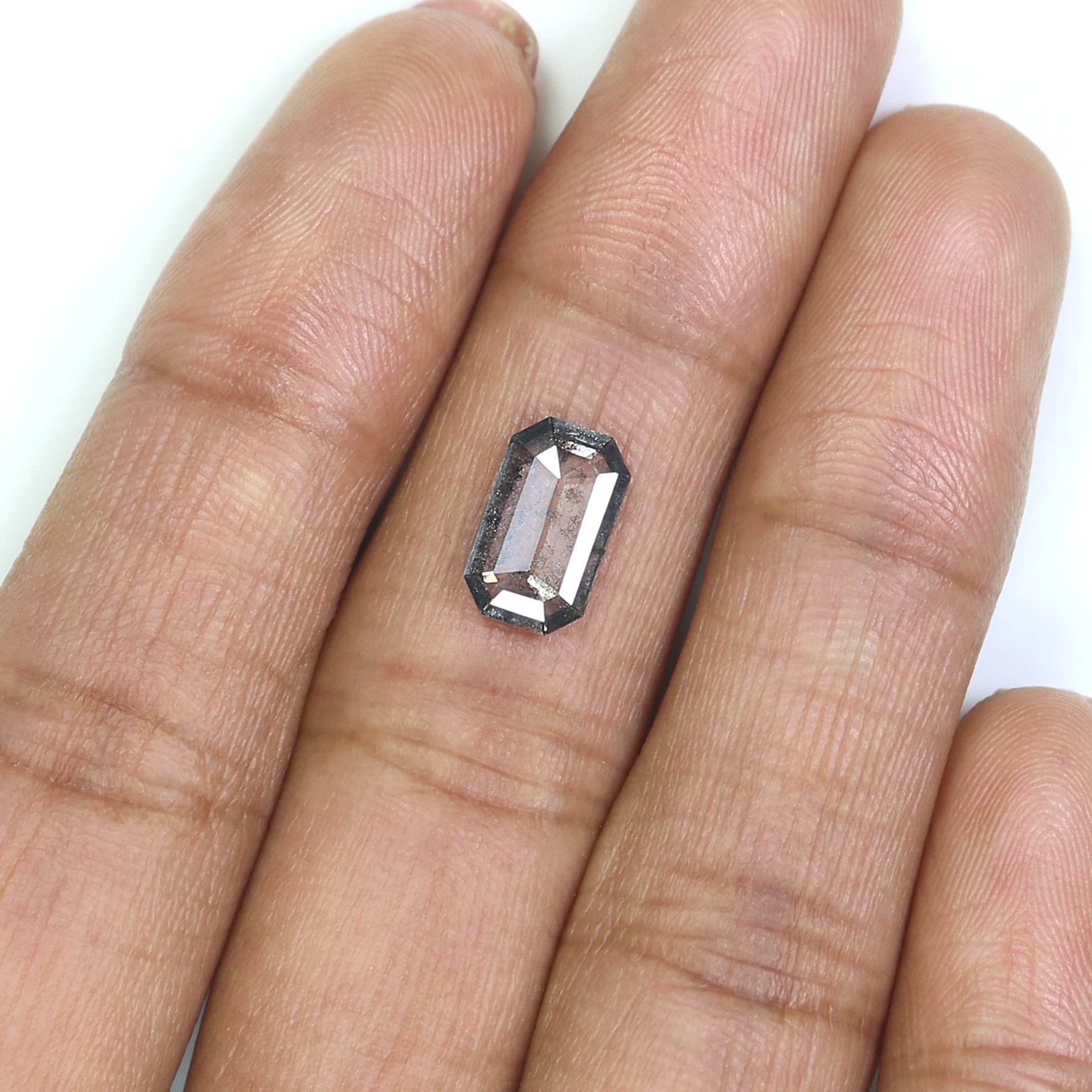 1.40 CT Emerald Rose Cut Salt And Pepper Lab Grown 10.00 MM Loose Diamond CVD Fancy Black Grey Color Lab Created Antique Cut Diamonds KDL3516