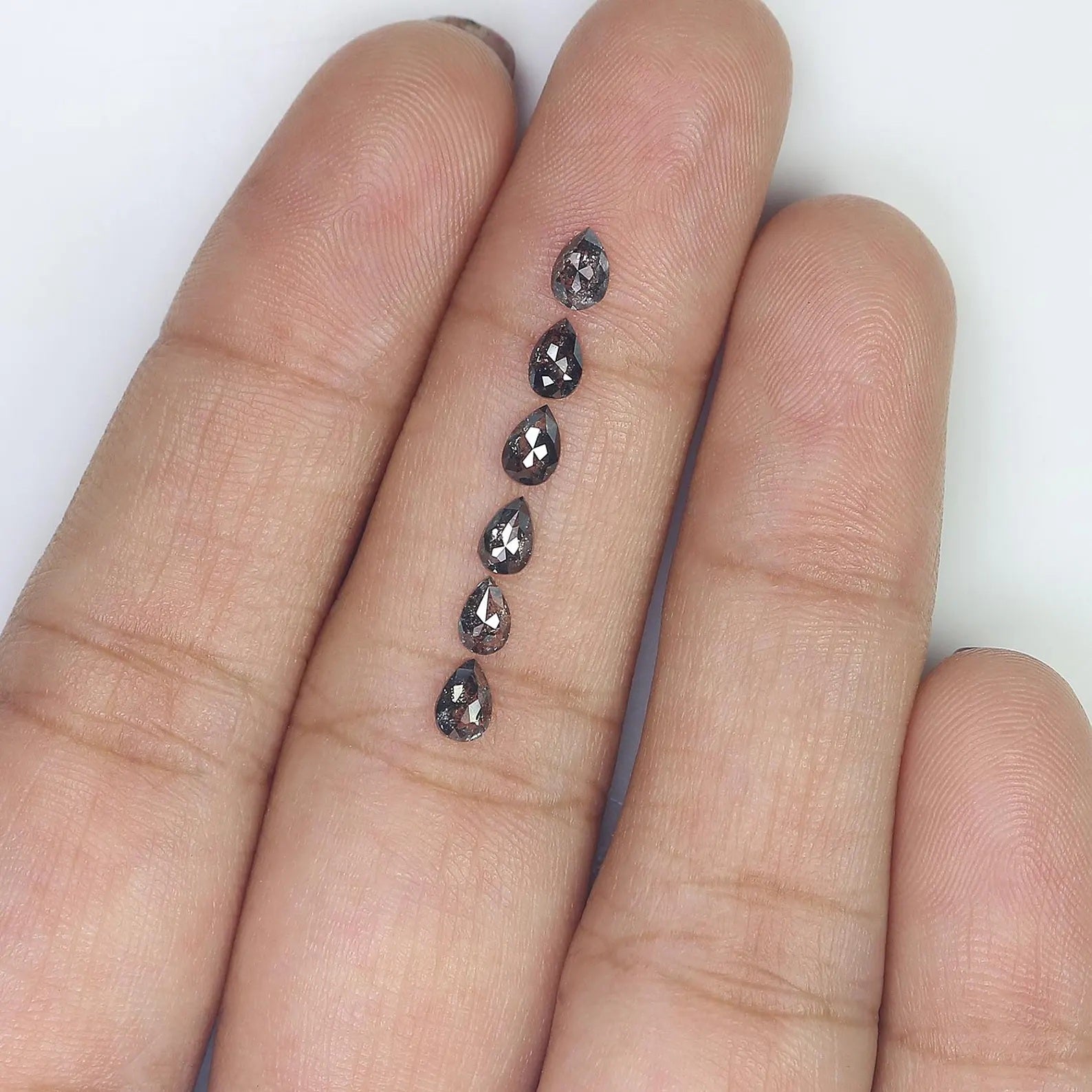 0.97 CT Natural Loose Pear Shape Diamond Salt And Pepper Pear Diamond 4.20 MM Natural Loose Black Grey Color Pear Rose Cut Diamond NQ1566