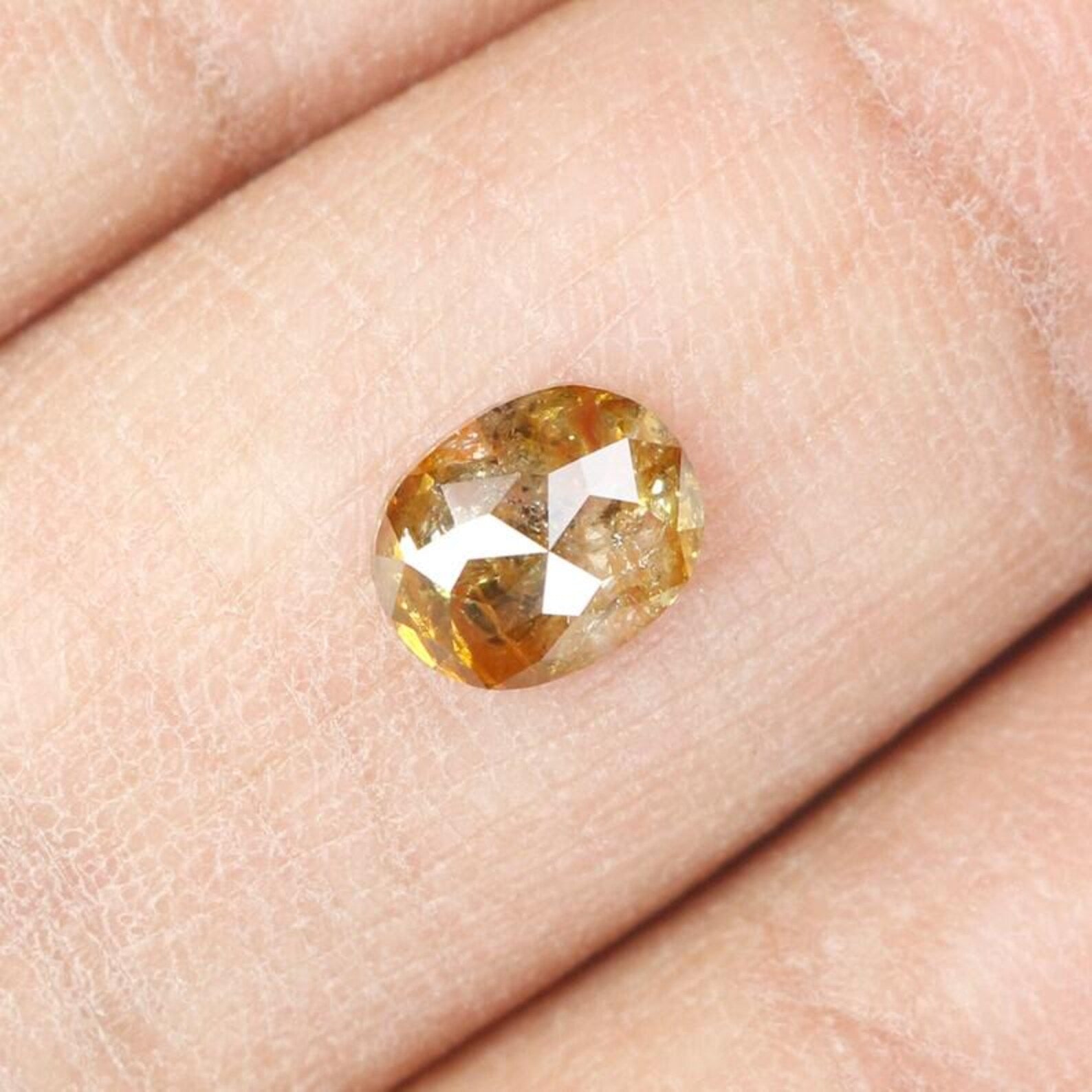 0.70 CT Natural Loose Oval Cut Diamond Orange Color Oval Cut Diamond 6.15 MM Natural Loose Orange Color Oval Rose Cut Shape Diamond NQ989