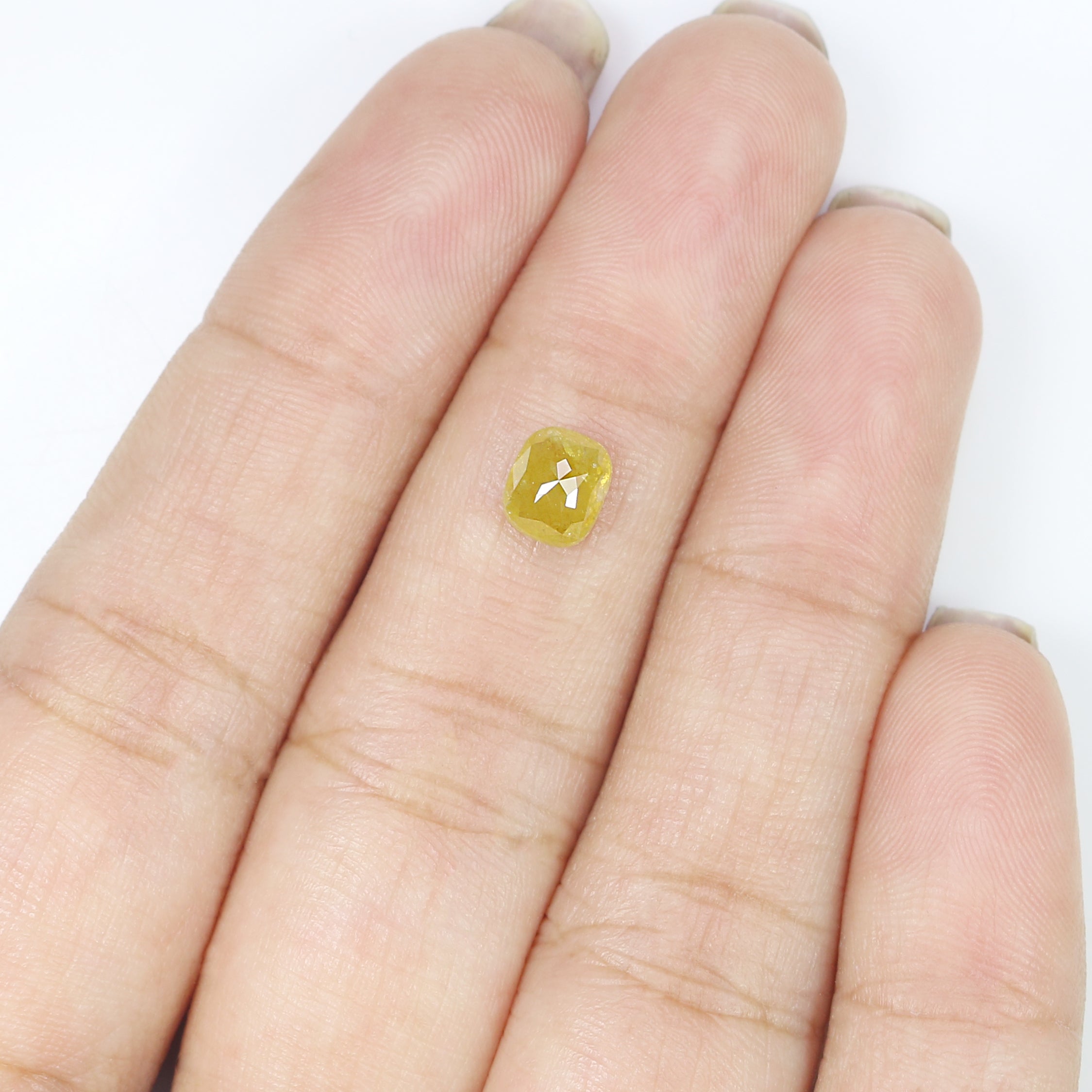 1.17 CT Natural Loose Cushion Shape Diamond Yellow Color Cushion Cut Diamond 5.95 MM Natural Yellow Color Cushion Rose Cut Diamond LQ9233