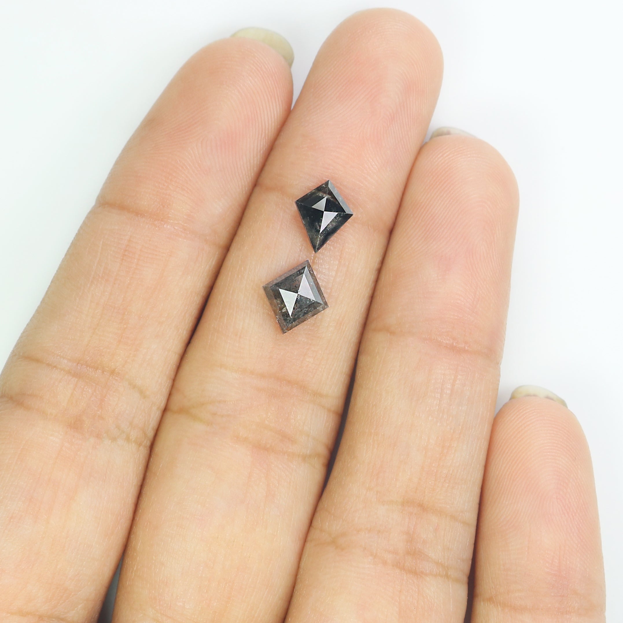 1.34 CT Natural Loose Kite Cut Pair Diamond Salt And Pepper Kite Diamond 7.60 MM Natural Loose Black Grey Color Kite Rose Cut Diamond L3447