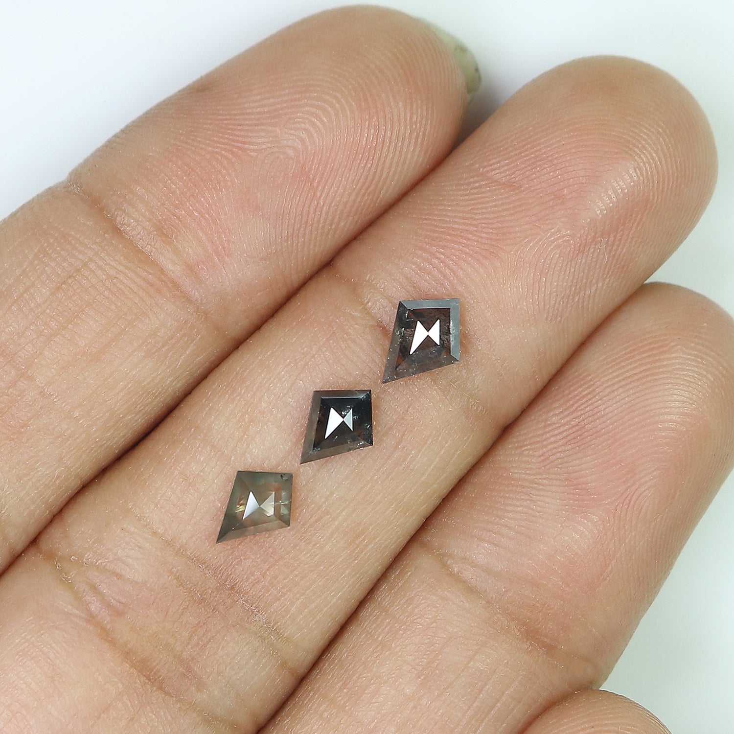0.88 CT Natural Loose Kite Shape Diamond Salt And Pepper Kite Cut Diamond 5.80 MM Natural Black Grey Diamond Kite Rose Cut Diamond LQ2454