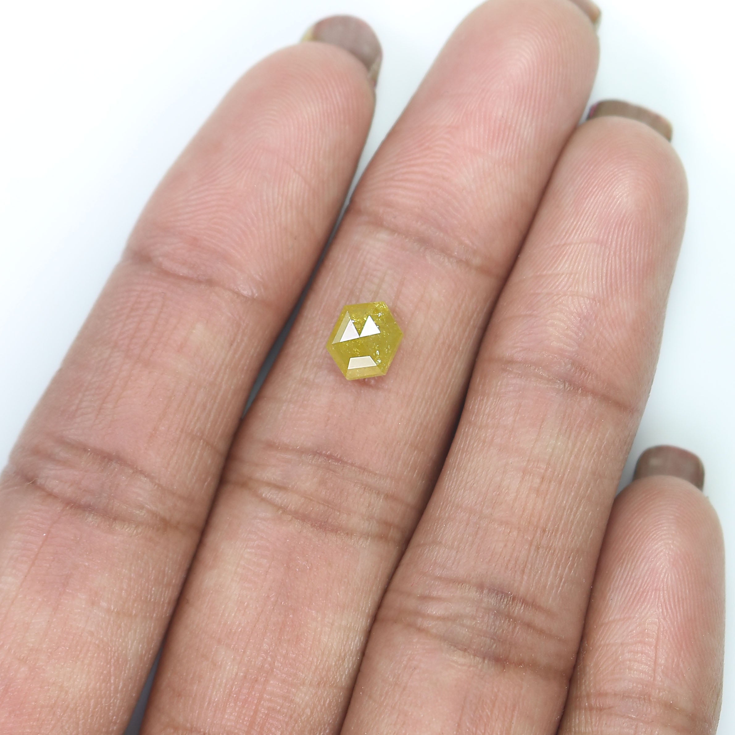 1.11 CT Natural Loose Hexagon Shape Diamond Yellow Color Hexagon Cut Diamond 6.95 MM Natural Loose Hexagon Shape Rose Cut Diamond QL9756