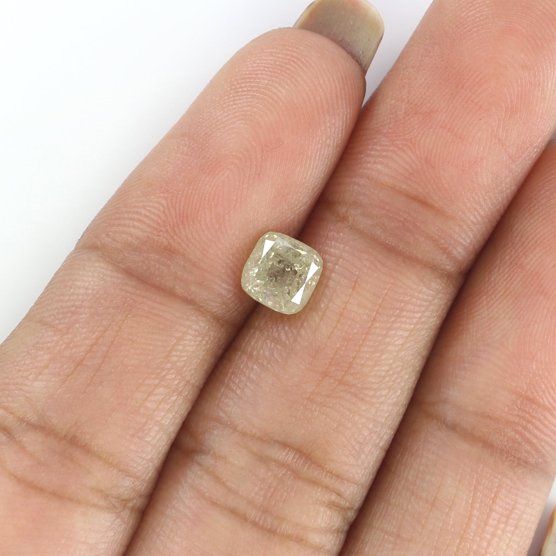 1.06 CT Natural Loose Cushion Shape Diamond Salt And Pepper Cushion Rose Cut Diamond 5.20 MM Natural Cushion Shape Grey Color Diamond QL5910