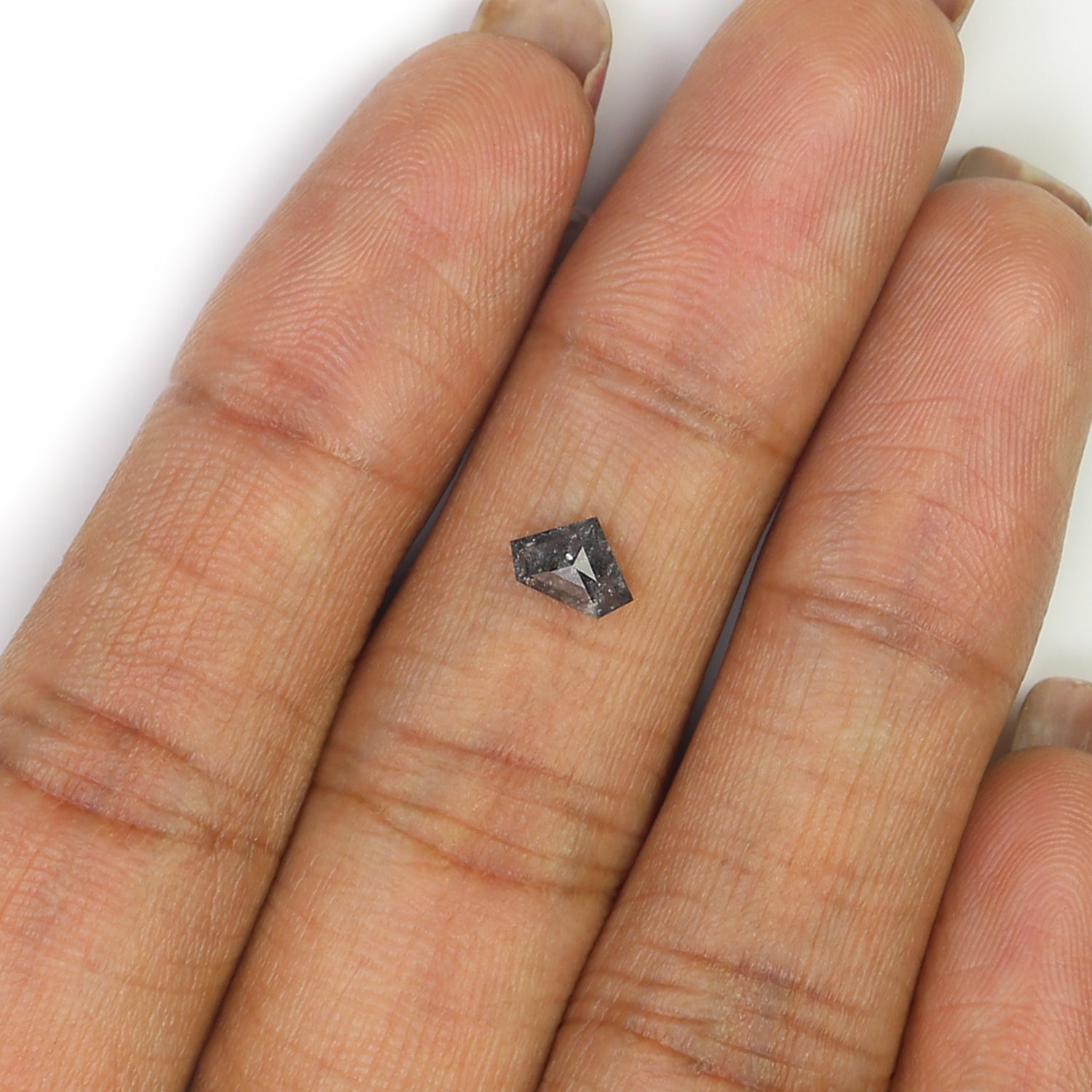 0.50 CT Natural Loose Shield Shape Diamond Salt And Pepper Shield Diamond 4.40 MM Natural Black Grey Color Shield Rose Cut Diamond N2664