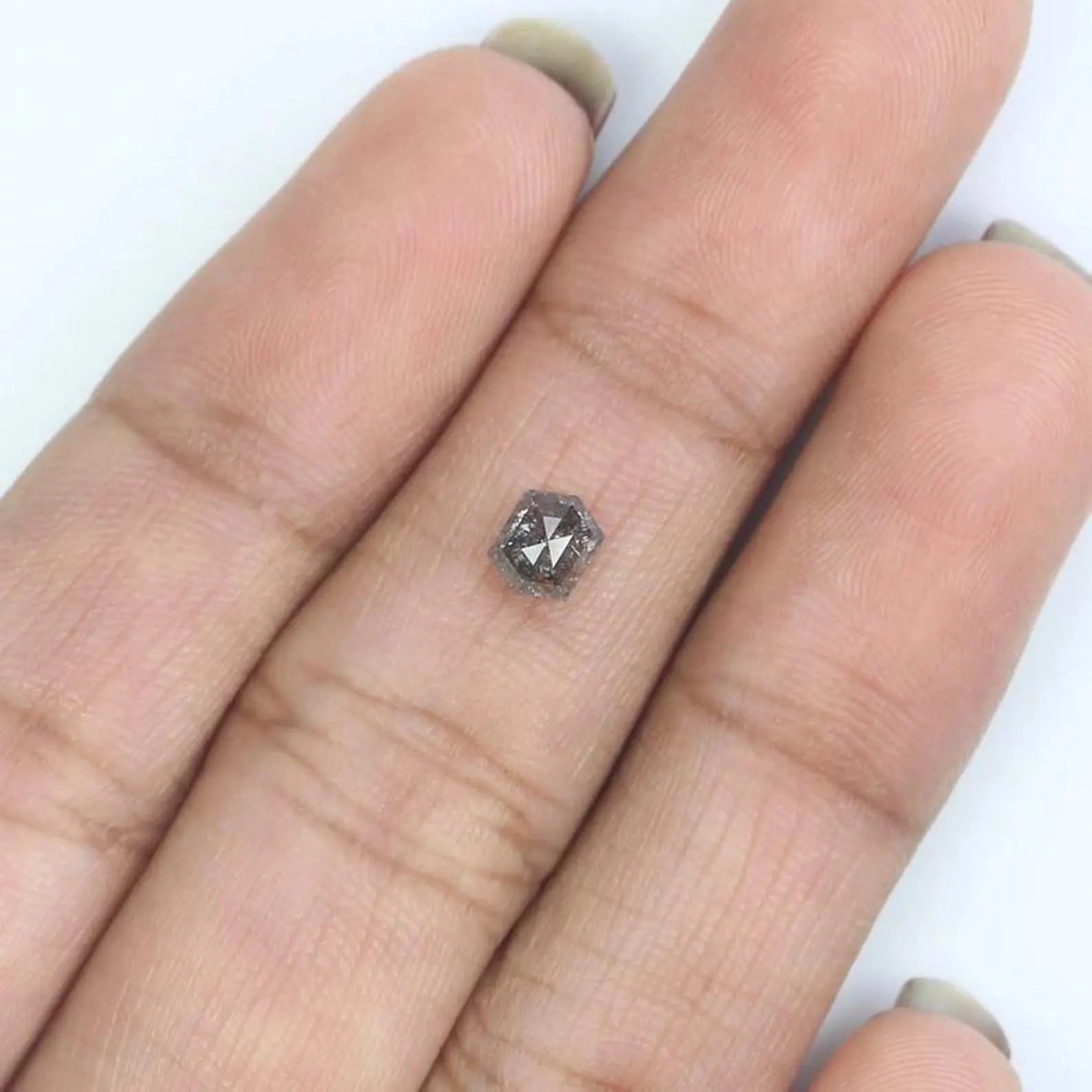 0.40 CT Natural Loose Hexagon Cut Diamond Salt And Pepper Hexagon Diamond 4.80 MM Natural Black Grey Color Hexagon Rose Cut Diamond NQ1179