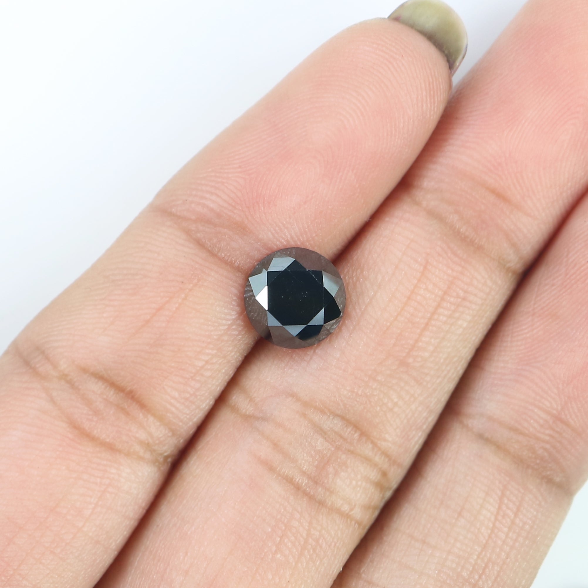 2.13 Ct Natural Loose Round Diamond Black Color Round Diamond 7.55 MM Natural Loose Diamond Black Color Round Brilliant Cut Diamond LC08