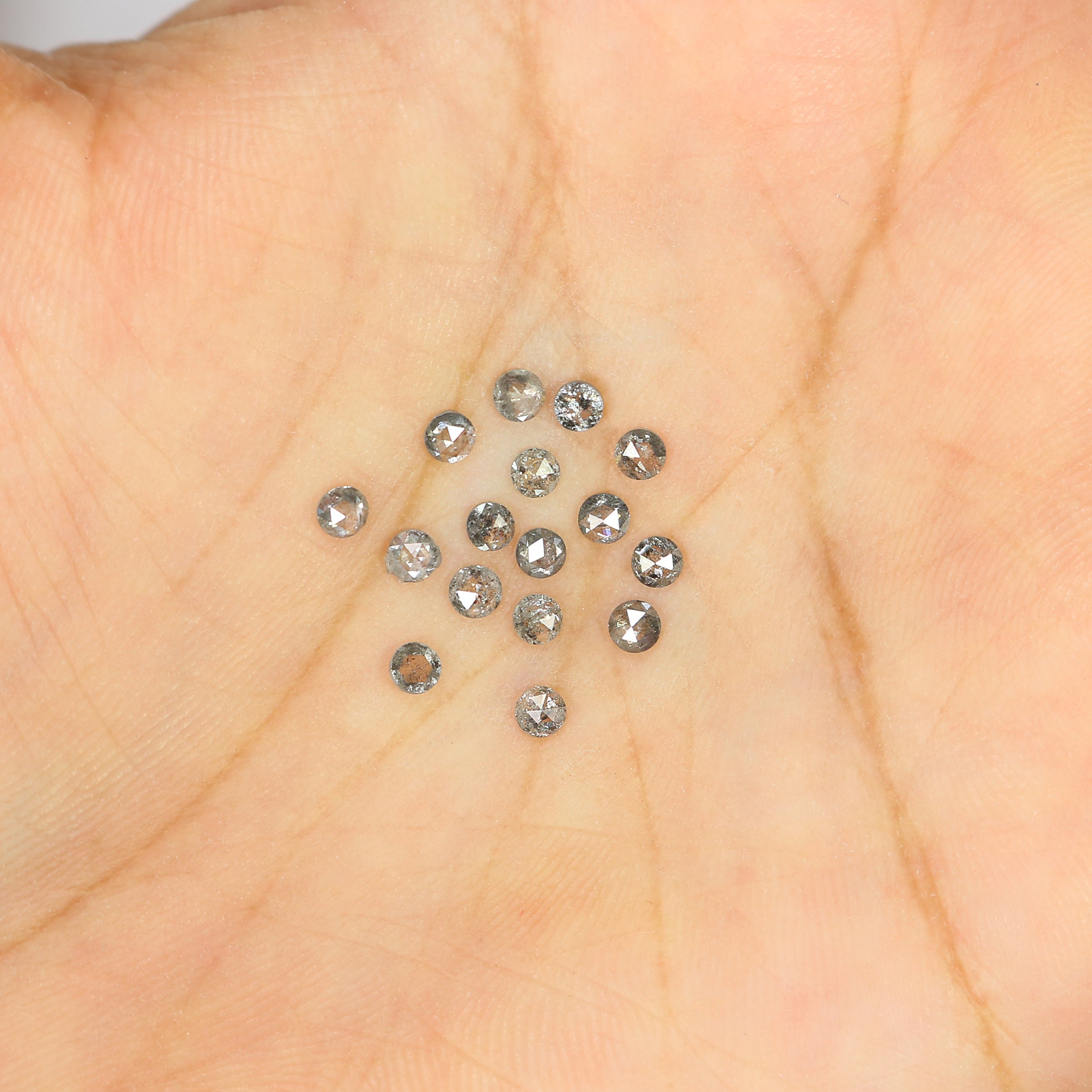 0.96 Ct Natural Loose Round Rose Cut Diamond Salt And Pepper Round Cut Diamond 2.30 MM Natural Black Grey Color Round Rose Cut Diamond L1553