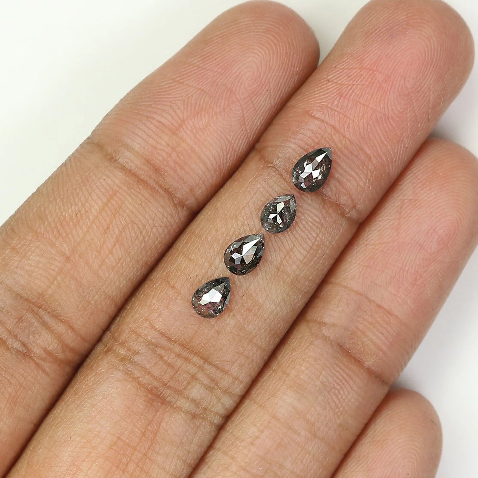 0.96 CT Natural Loose Pear Shape Diamond Salt And Pepper Pear Diamond 4.60 MM Natural Loose Black Grey Color Pear Rose Cut Diamond QN1425