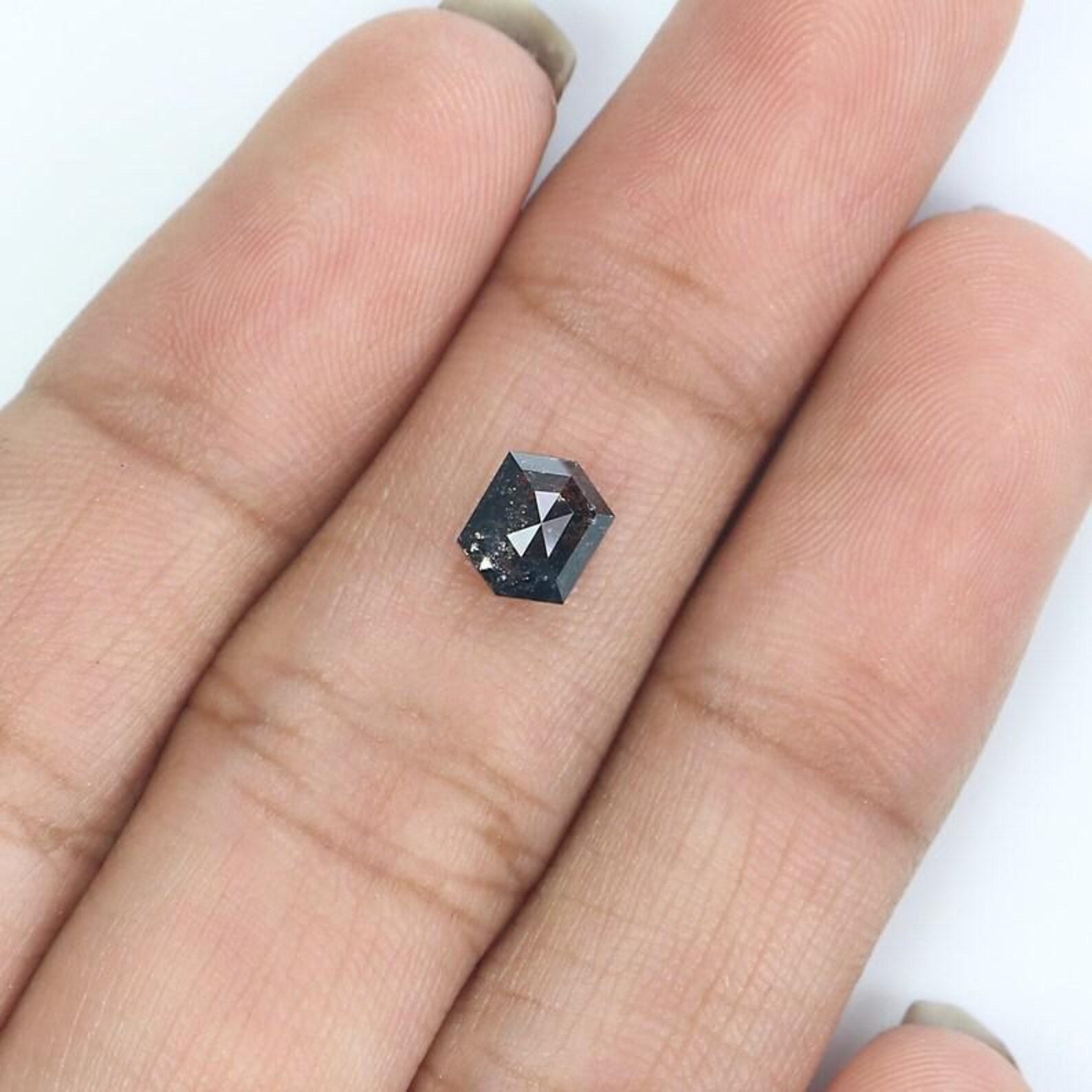 0.77 CT Natural Loose Hexagon Shape Diamond Salt And Pepper Hexagon Diamond 6.20 MM Natural Loose Diamond Hexagon Rose Cut Diamond NQ2467