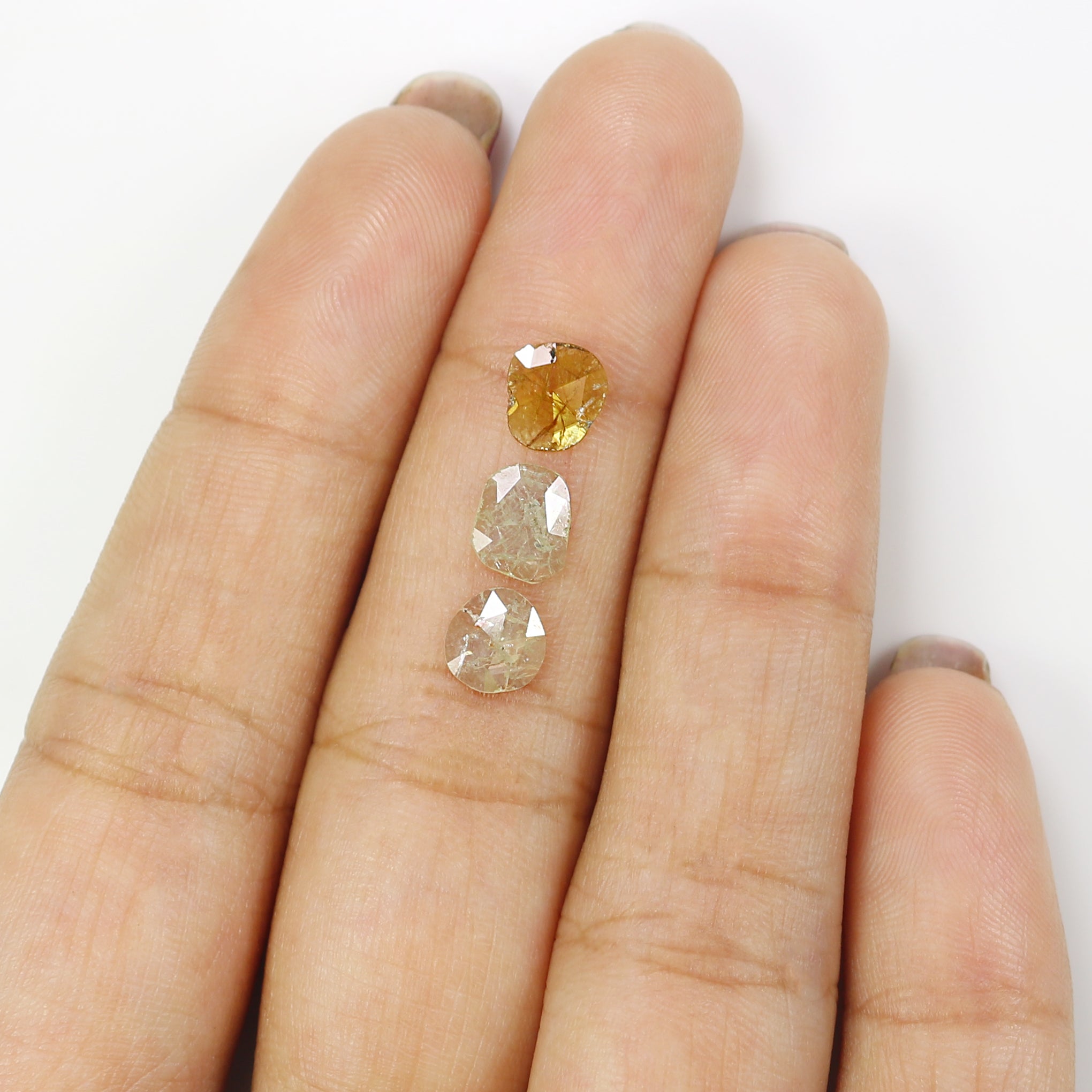 1.04 CT Natural Loose Slice Shape Diamond Yellow Grey Color Slice Diamond 6.05 MM Slice Diamond Irregular Cut Slice Rose Cut Diamond NQ1678