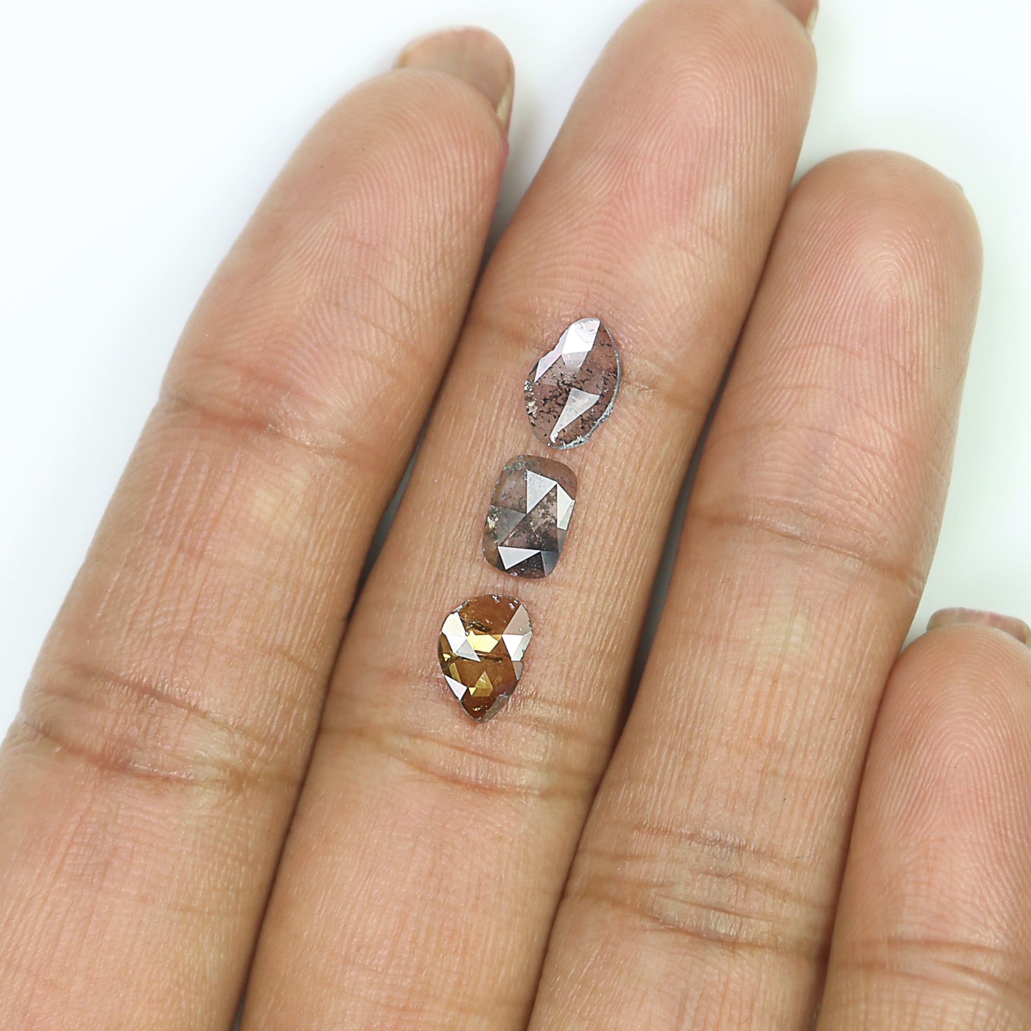 1.41 CT Natural Loose Slice Shape Diamond Salt And Pepper Slice Uncut Diamond 7.55 MM Natural Black Grey Diamond Irregular Cut Diamond L3588