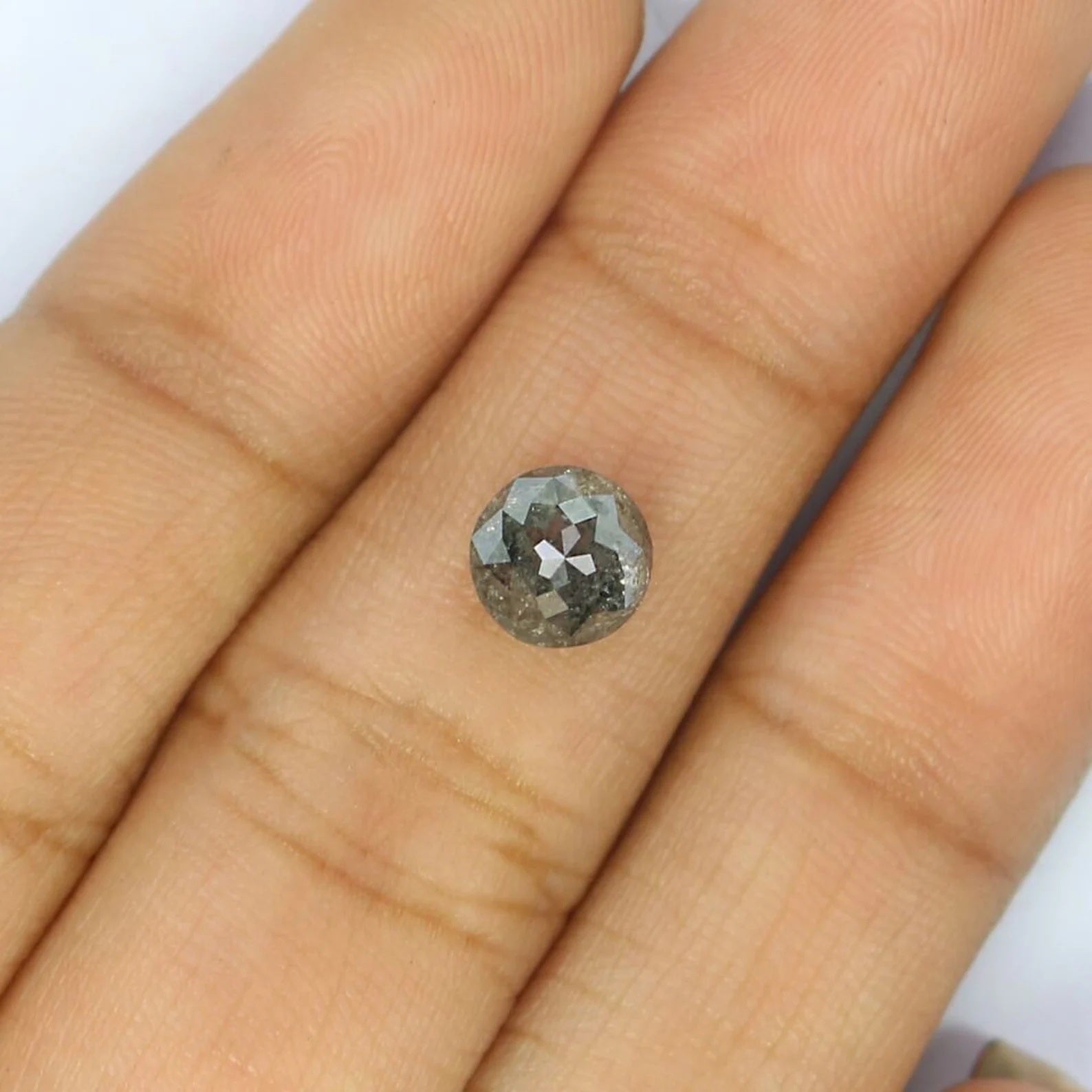 1.20 CT Natural Loose Rose Cut Diamond Salt And Pepper Diamond 6.20 MM Natural Loose Diamond Black Grey Color Round Rose Cut Diamond NQ1342