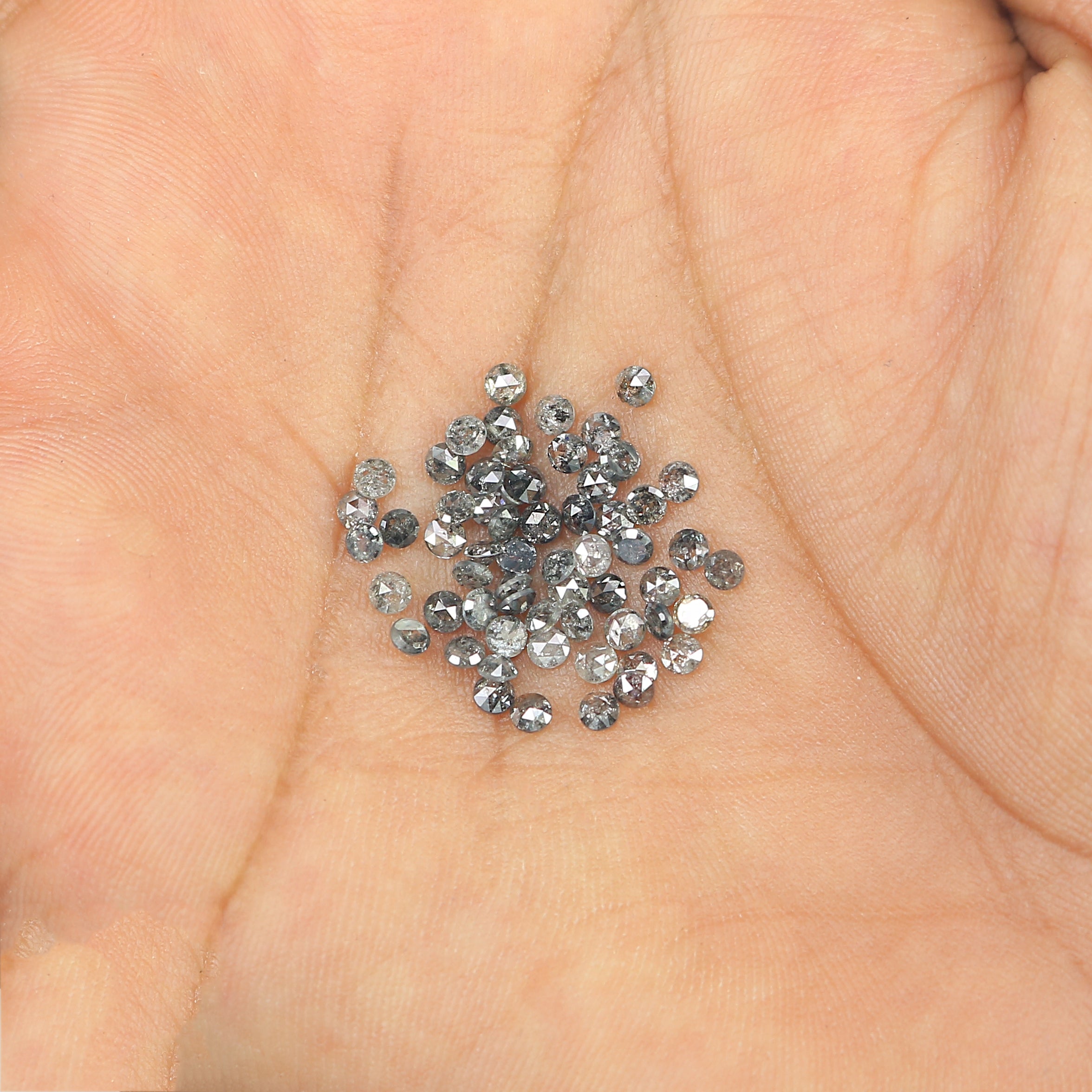 2.13 Ct Natural Loose Round Shspe Diamond Salt And Pepper Diamond 1.90 MM Natural Diamond Black Grey Color Round Rose Cut Diamond LQ3035