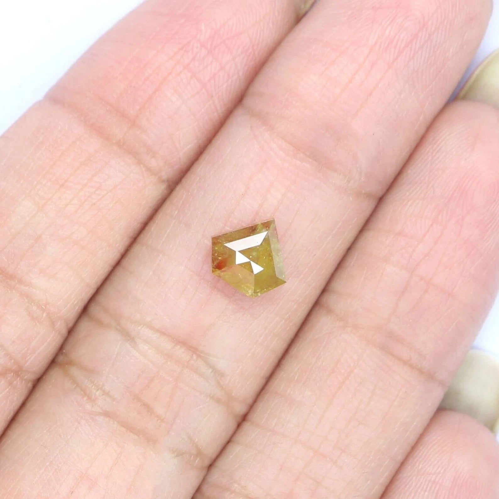 0.87 CT Natural Loose Shield Shape Diamond Yellow Color Shield Diamond 6.40 MM Natural Loose Diamond Shield Shape Rose Cut Diamond NQ9886