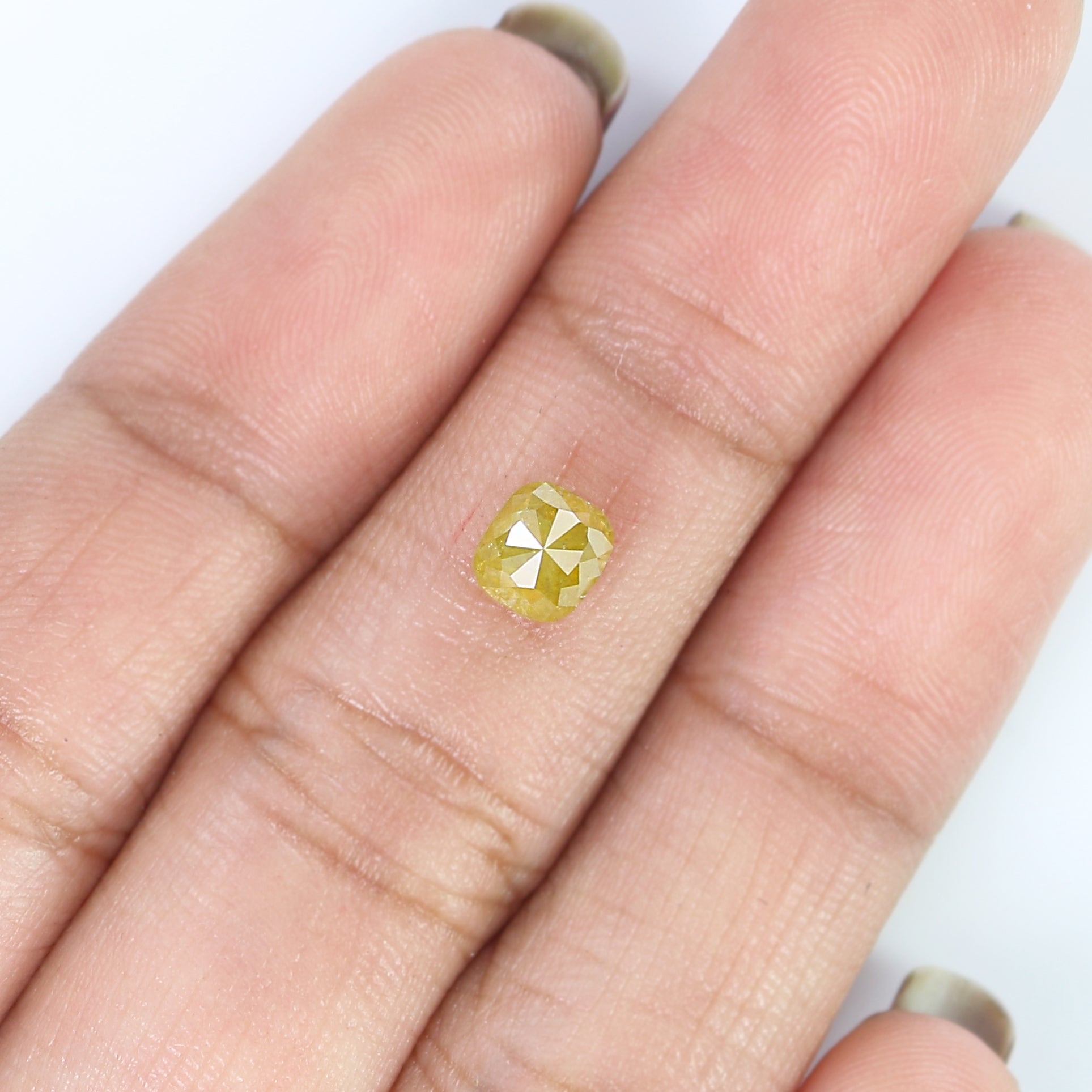 0.87 CT Natural Loose Cushion Shape Diamond Yellow Color Cushion Cut Diamond 5.20 MM Natural Loose Diamond Cushion Rose Cut Diamond LQ1614