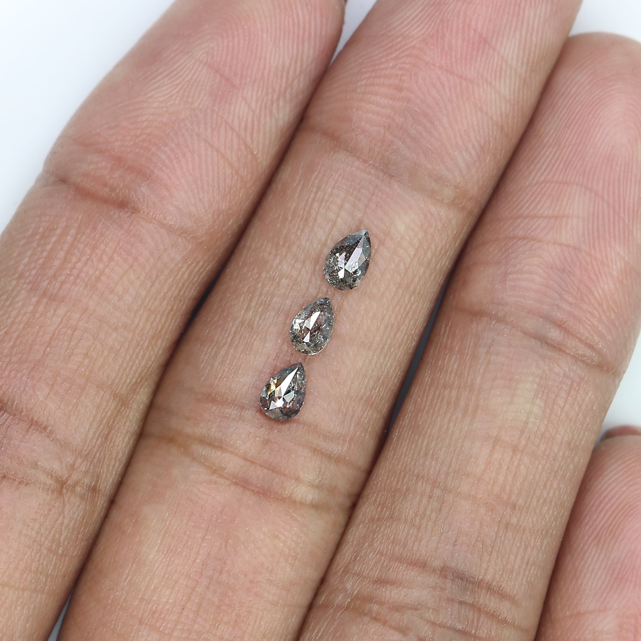 0.48 CT Natural Loose Pear Shape Diamond Salt And Pepper Pear Diamond 4.40 MM Natural Loose Black Grey Color Pear Rose Cut Diamond LQ2896